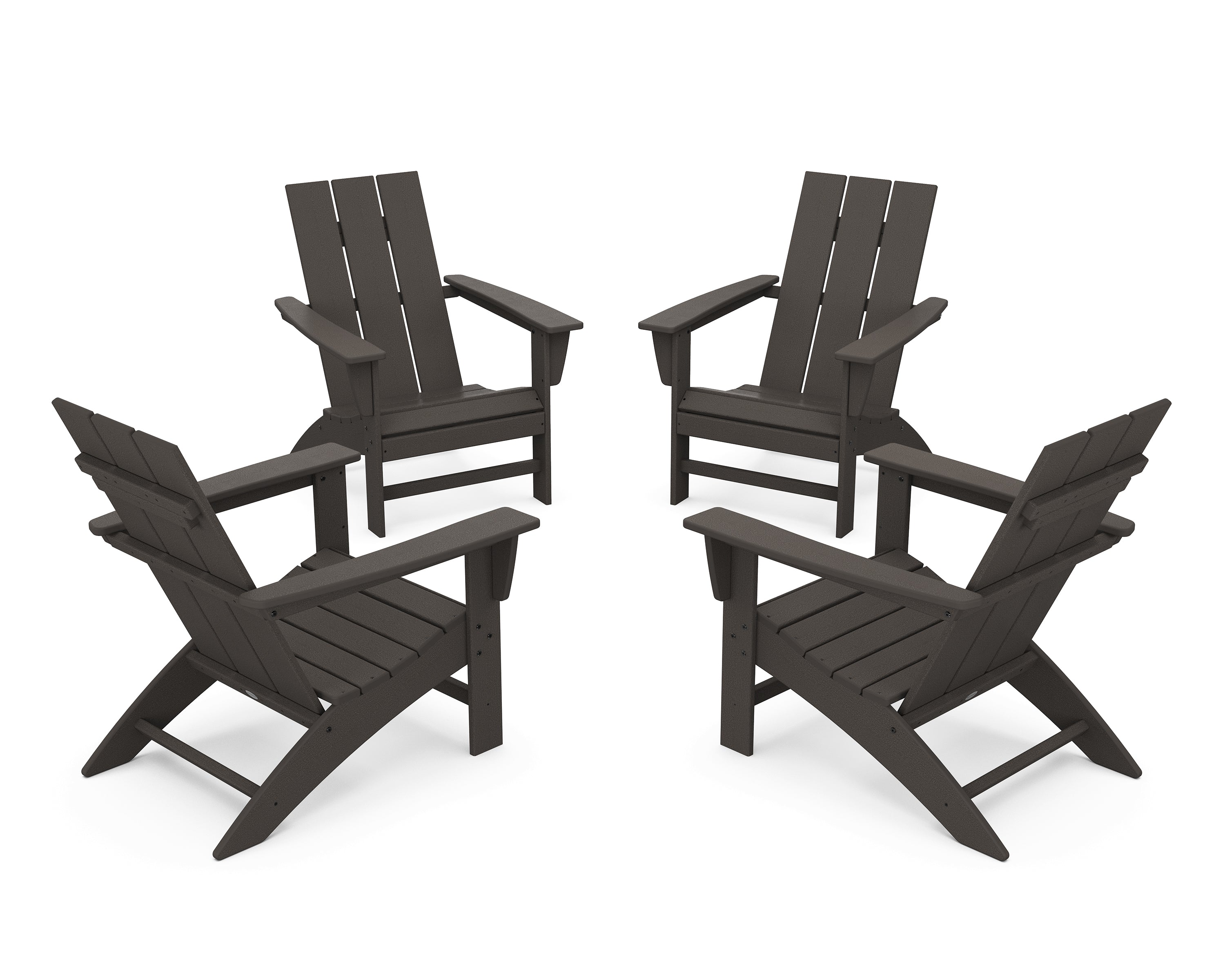 POLYWOOD® 4-Piece Modern Adirondack Chair Conversation Set in Vintage Coffee
