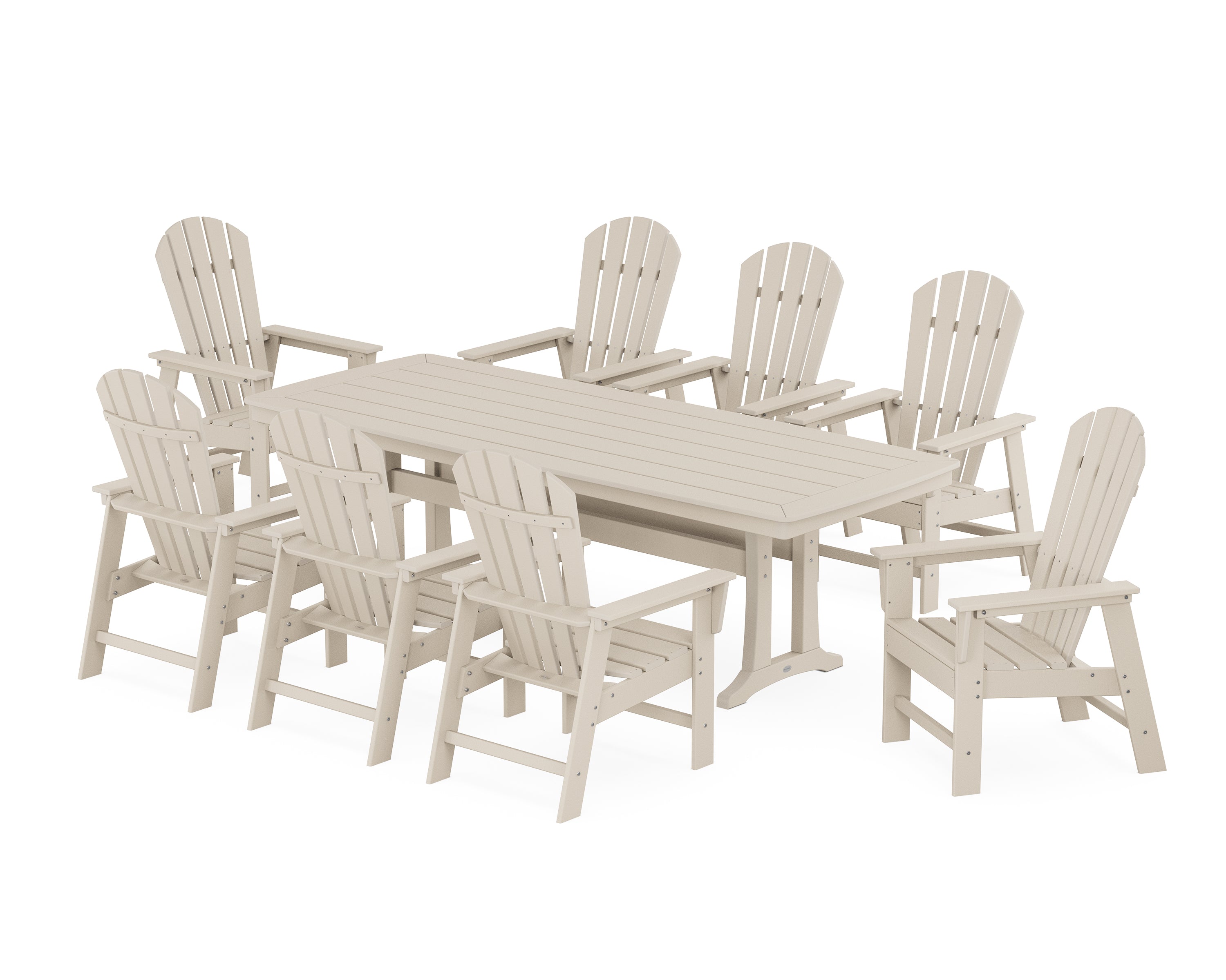 POLYWOOD® South Beach 9-Piece Dining Set with Trestle Legs in Sand