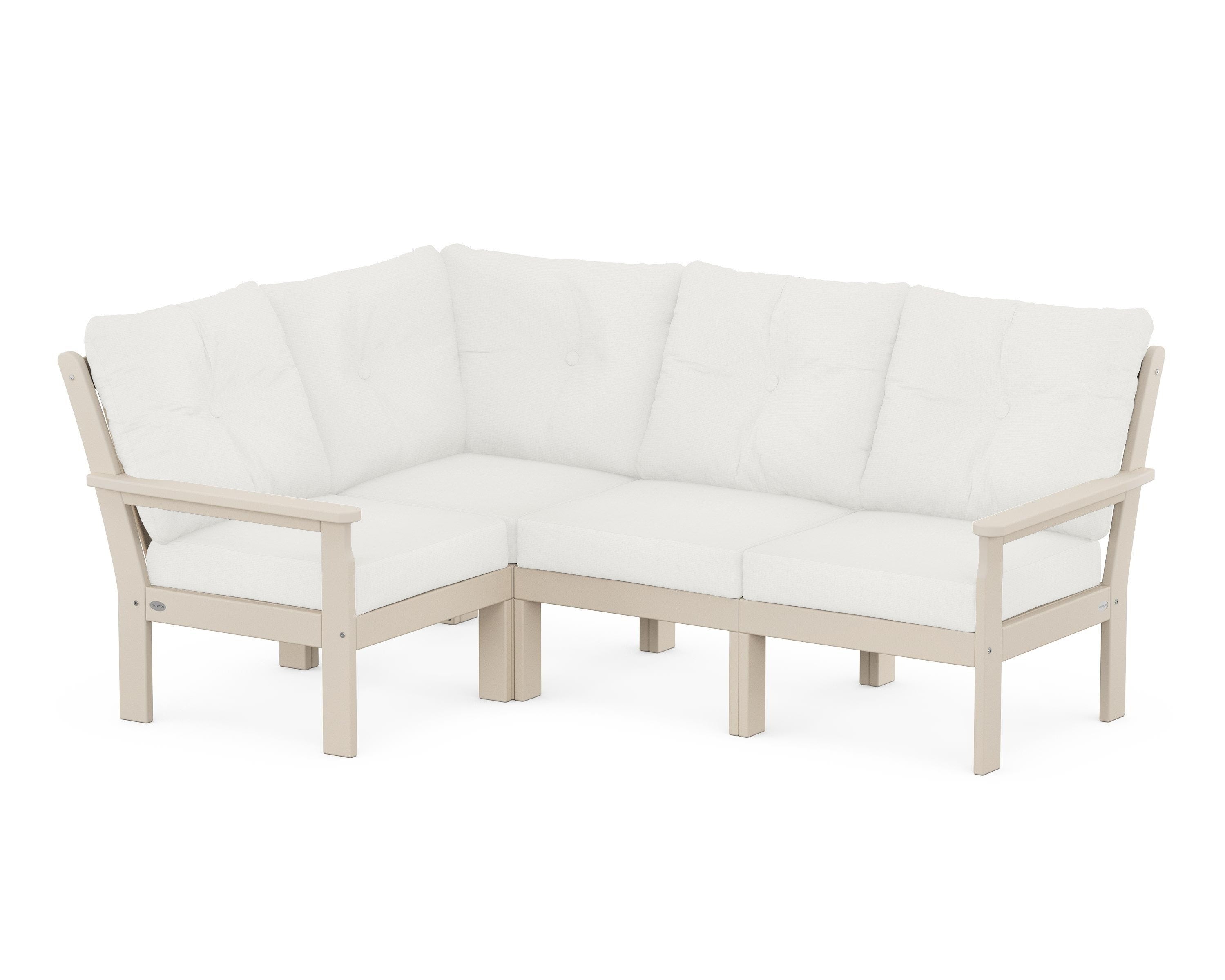 POLYWOOD Vineyard 4-Piece Sectional in Sand / Natural Linen