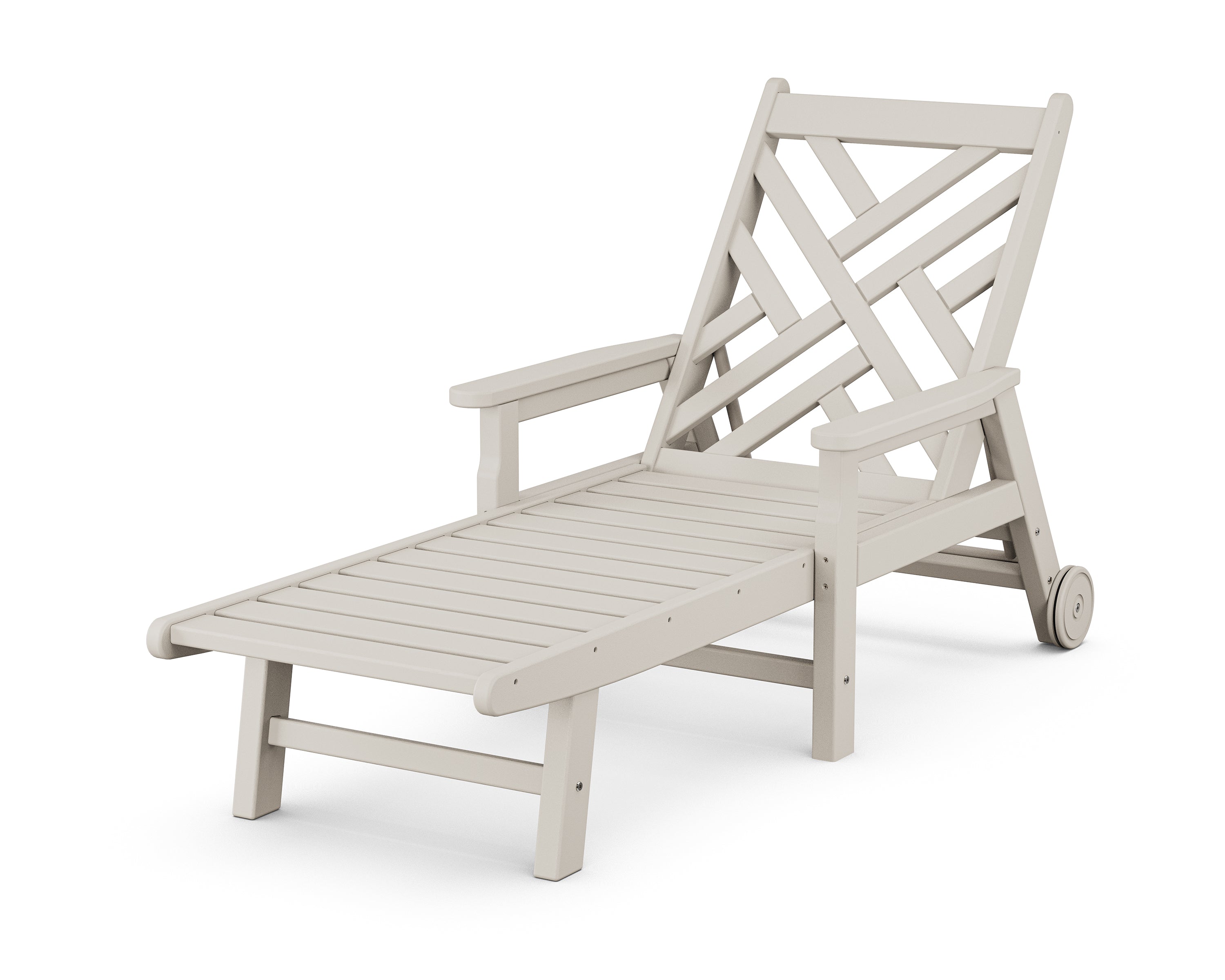 POLYWOOD® Chippendale Chaise with Arms and Wheels in Sand