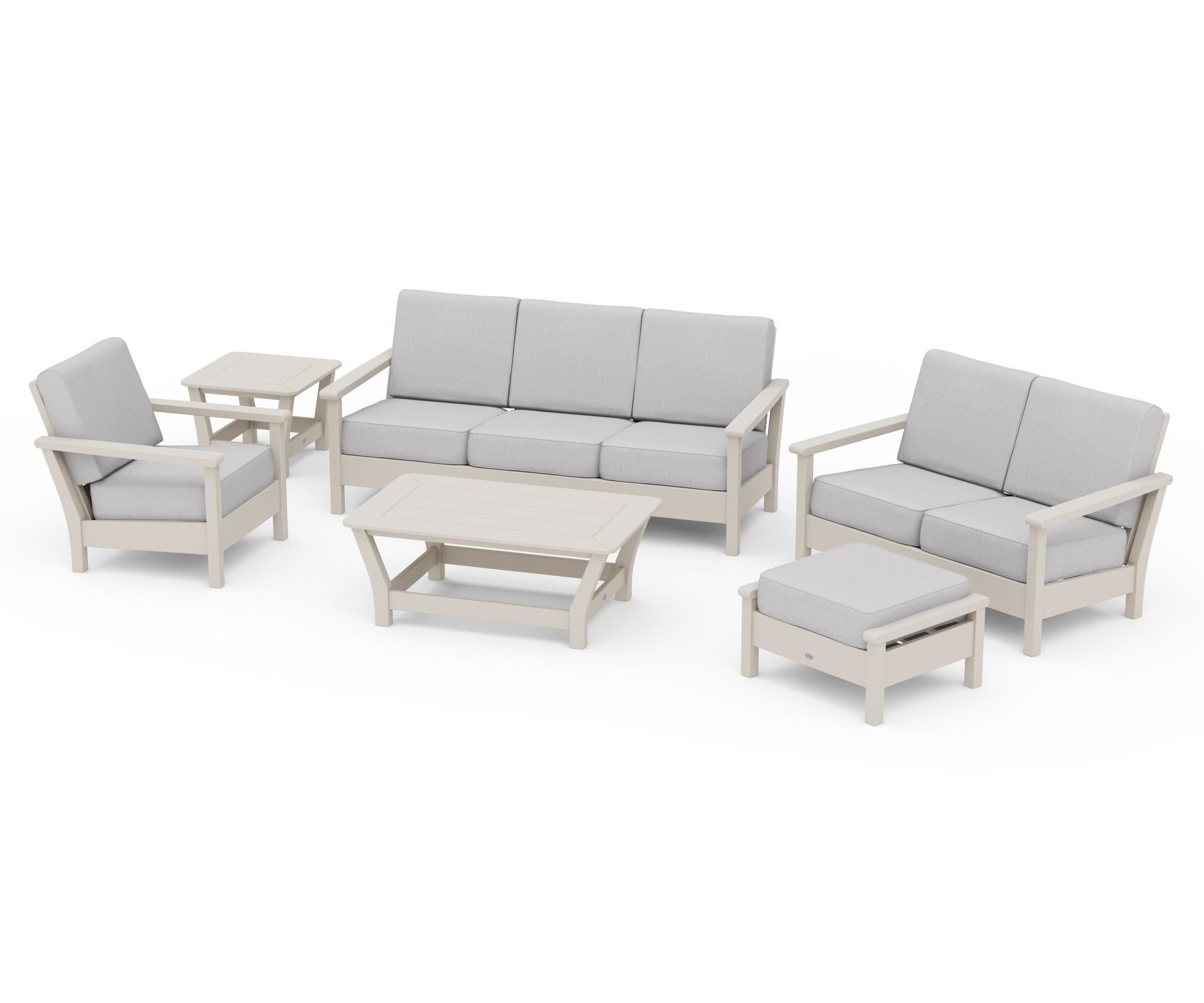 POLYWOOD Harbour 6-Piece Outdoor Living Set in Sand / Granite