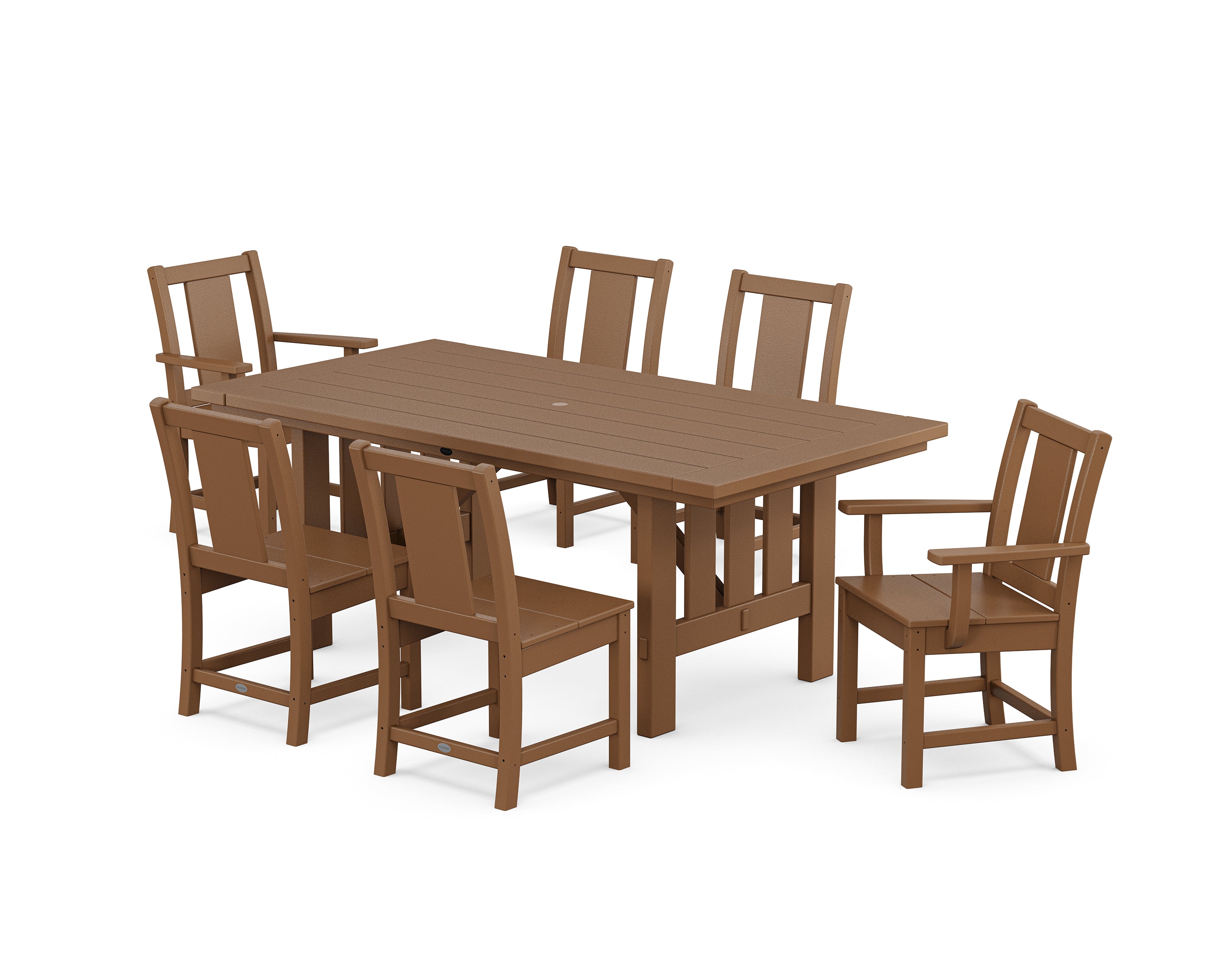 POLYWOOD® Prairie 7-Piece Dining Set with Mission Table in Teak