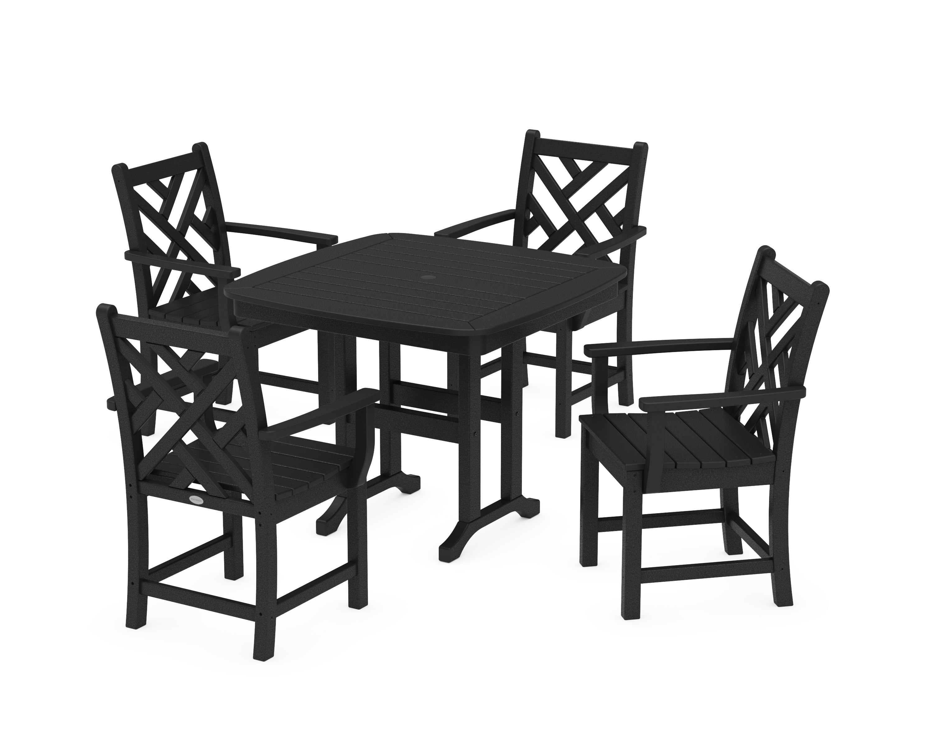 POLYWOOD Chippendale 5-Piece Dining Set in Black