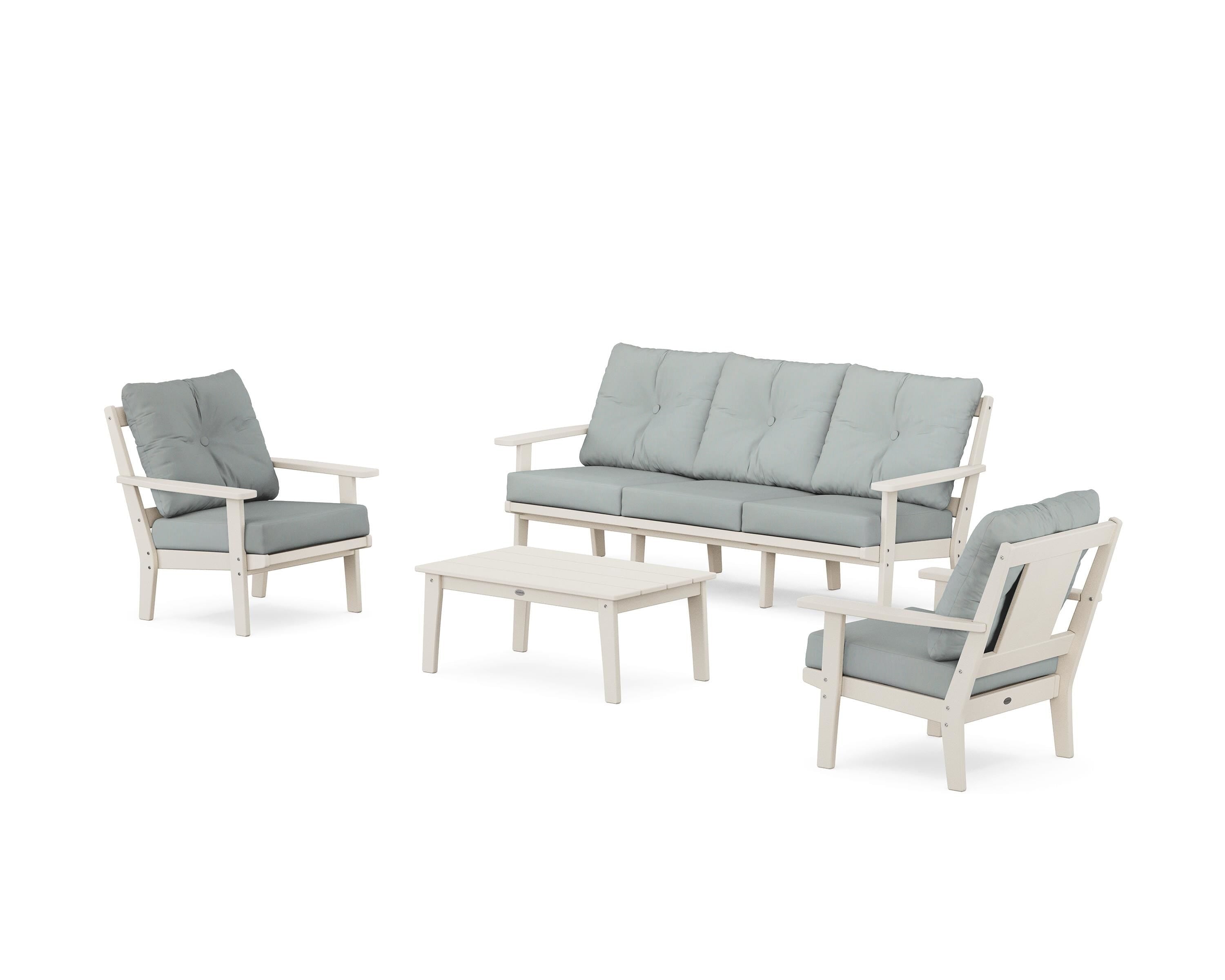 POLYWOOD Prairie 4-Piece Deep Seating Set with Sofa in Sand / Spa