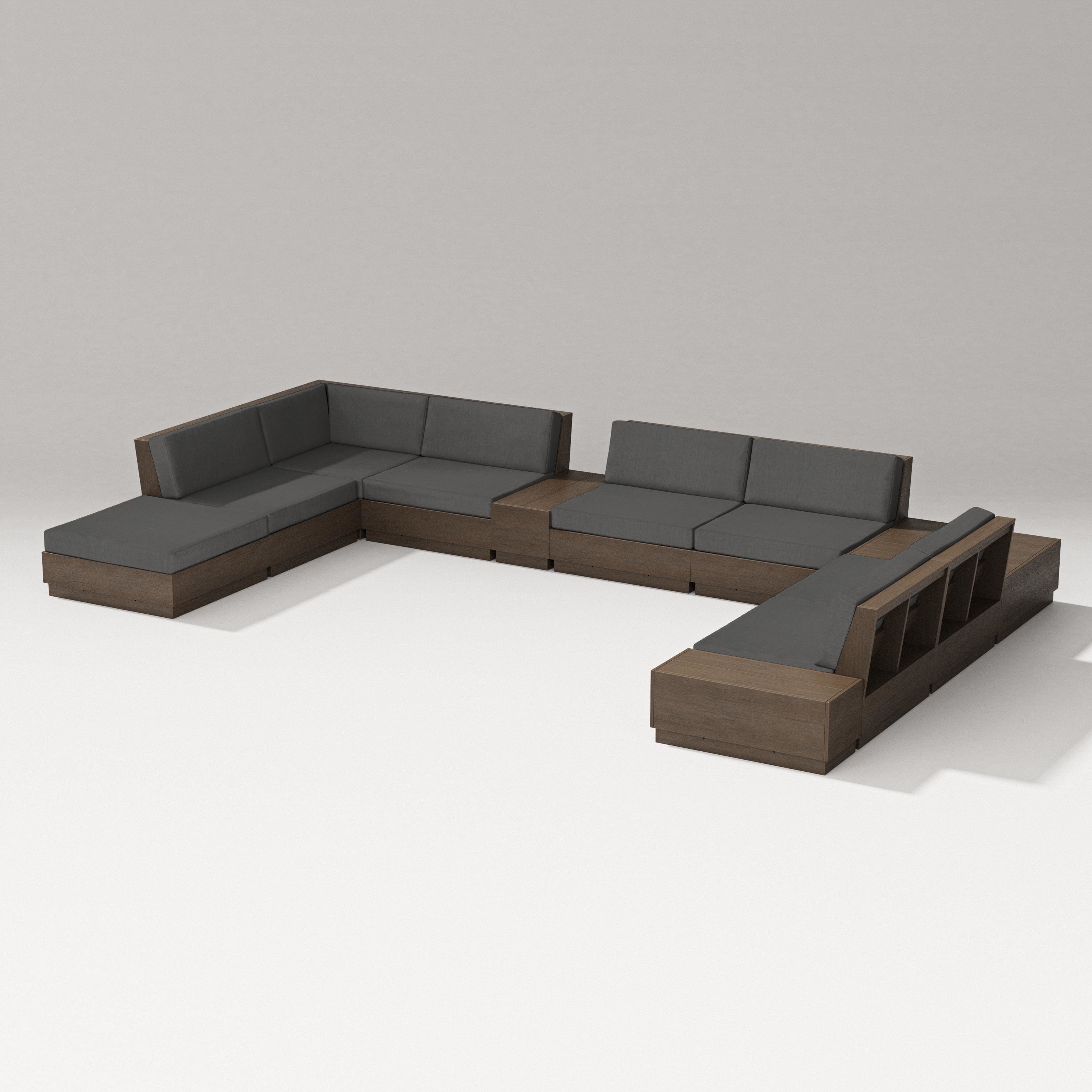 PW Designer Series Elevate 11-Piece Conversation Sectional Set in Kona / Spectrum Carbon