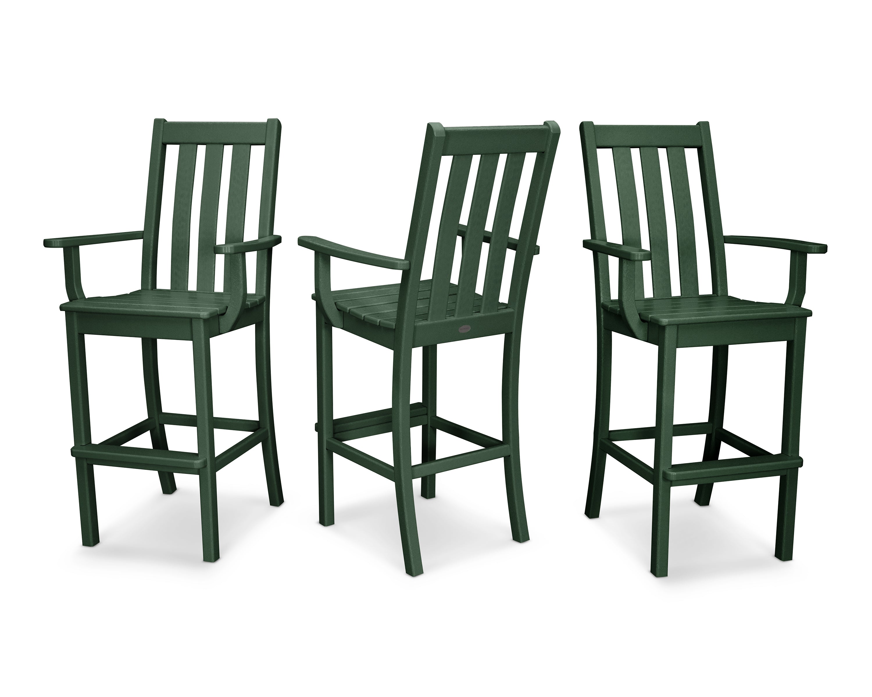 POLYWOOD® Vineyard Bar Arm Chair 3-Pack in Green