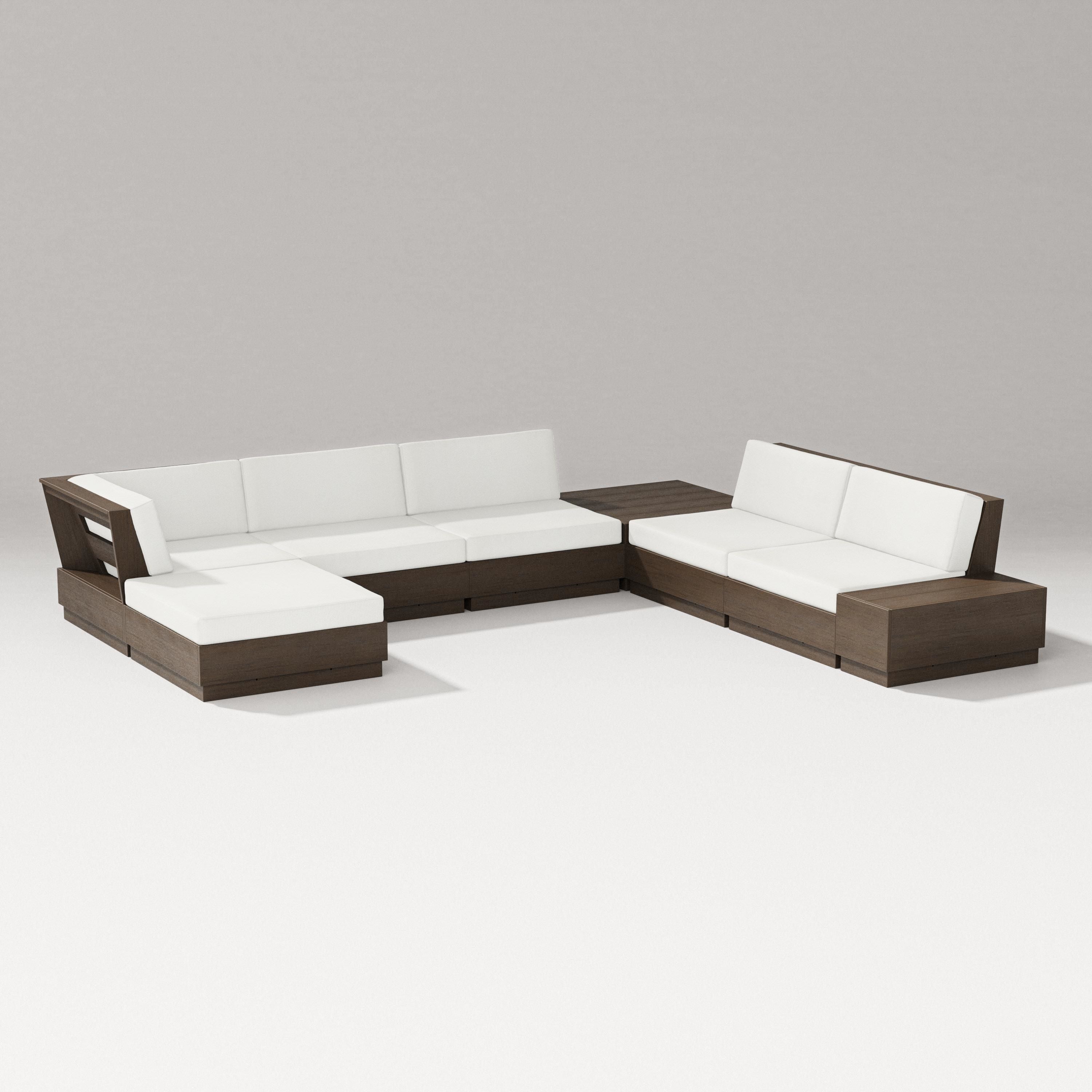 PW Designer Series Elevate 8-Piece Corner Sectional in Kona / Natural Linen