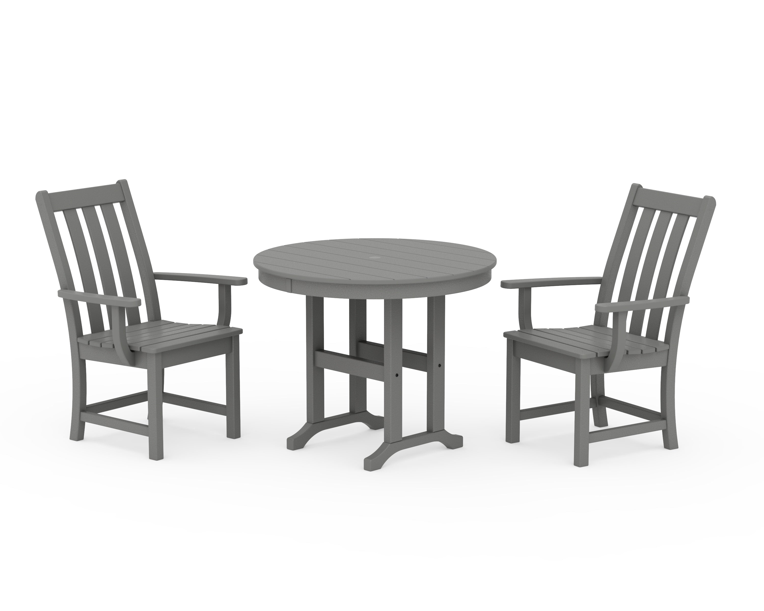 POLYWOOD Vineyard 3-Piece Round Dining Set in Slate Grey