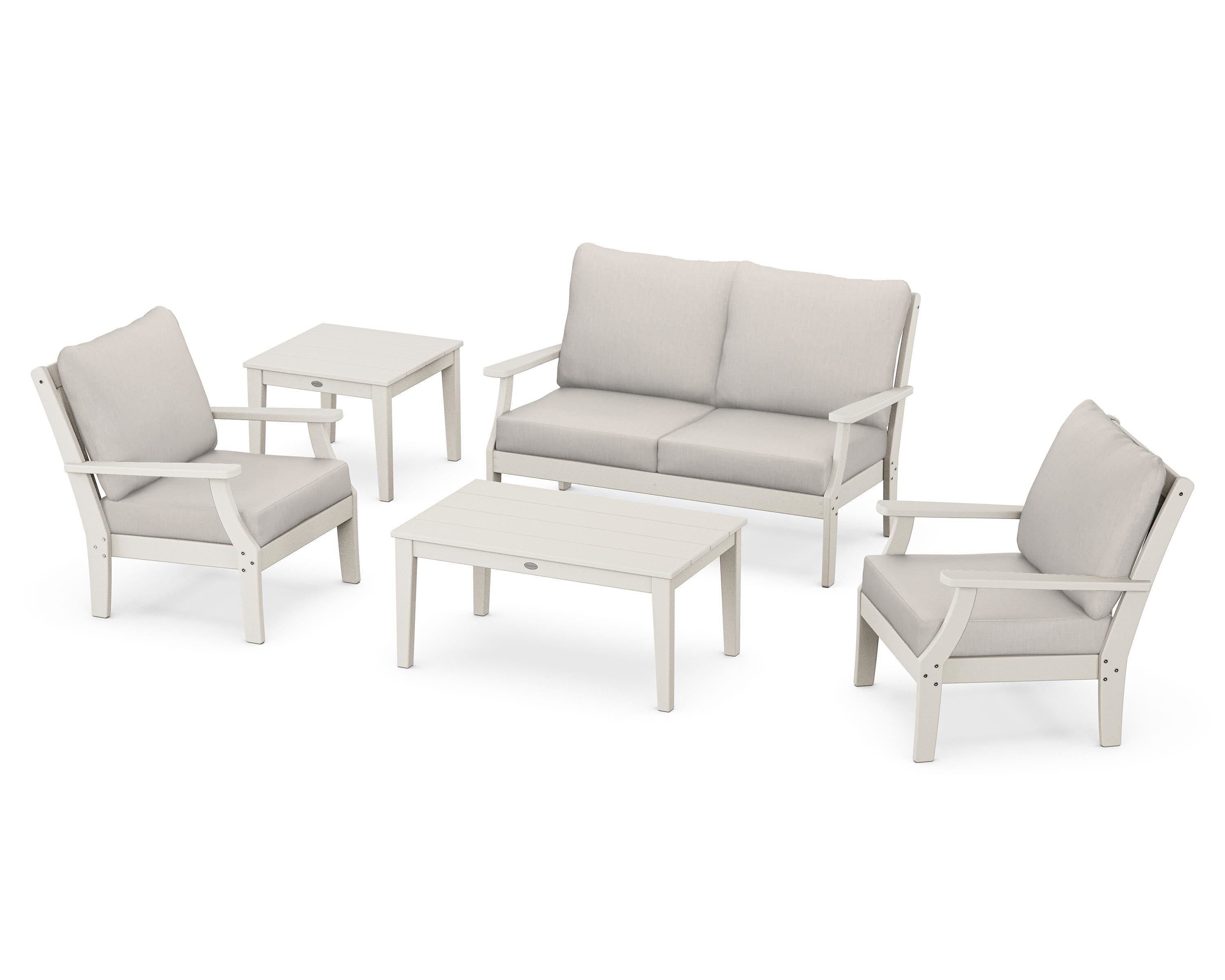 POLYWOOD Braxton 5-Piece Deep Seating Set in Sand / Cast Ash