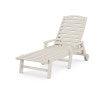 POLYWOOD Nautical Chaise with Arms & Wheels in Sand