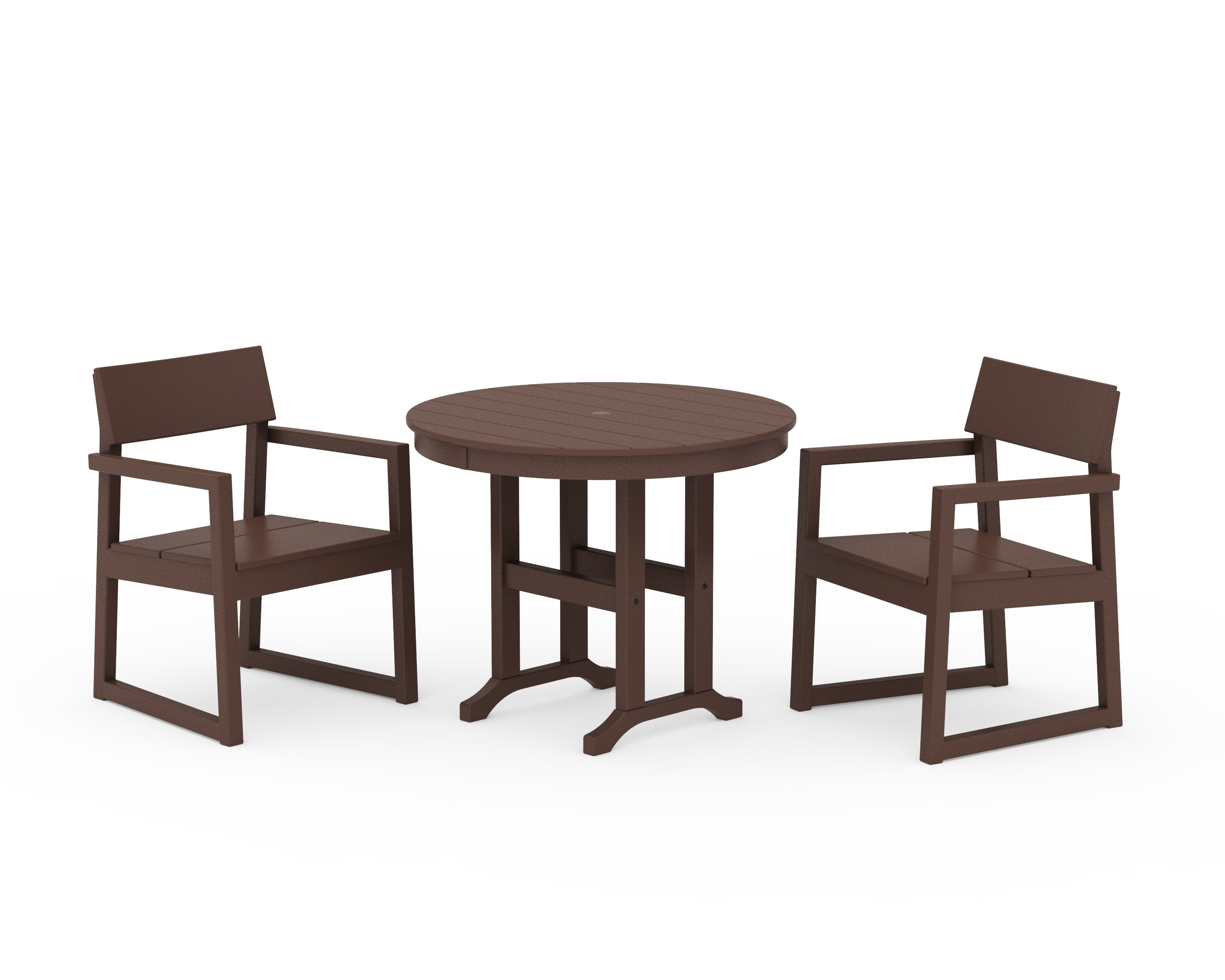 POLYWOOD EDGE 3-Piece Round Dining Set in Mahogany