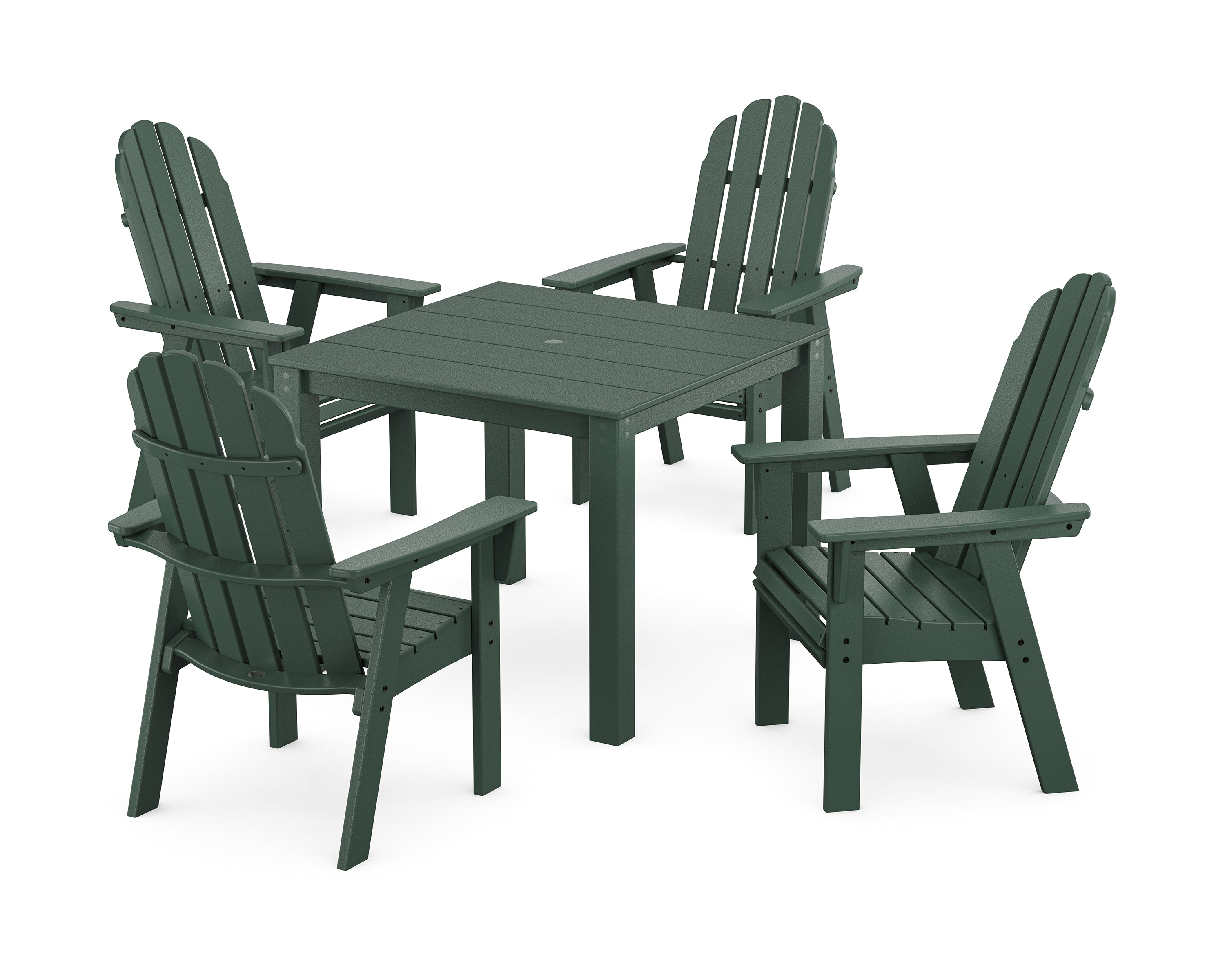 POLYWOOD® Vineyard Curveback Adirondack 5-Piece Parsons Dining Set in Green