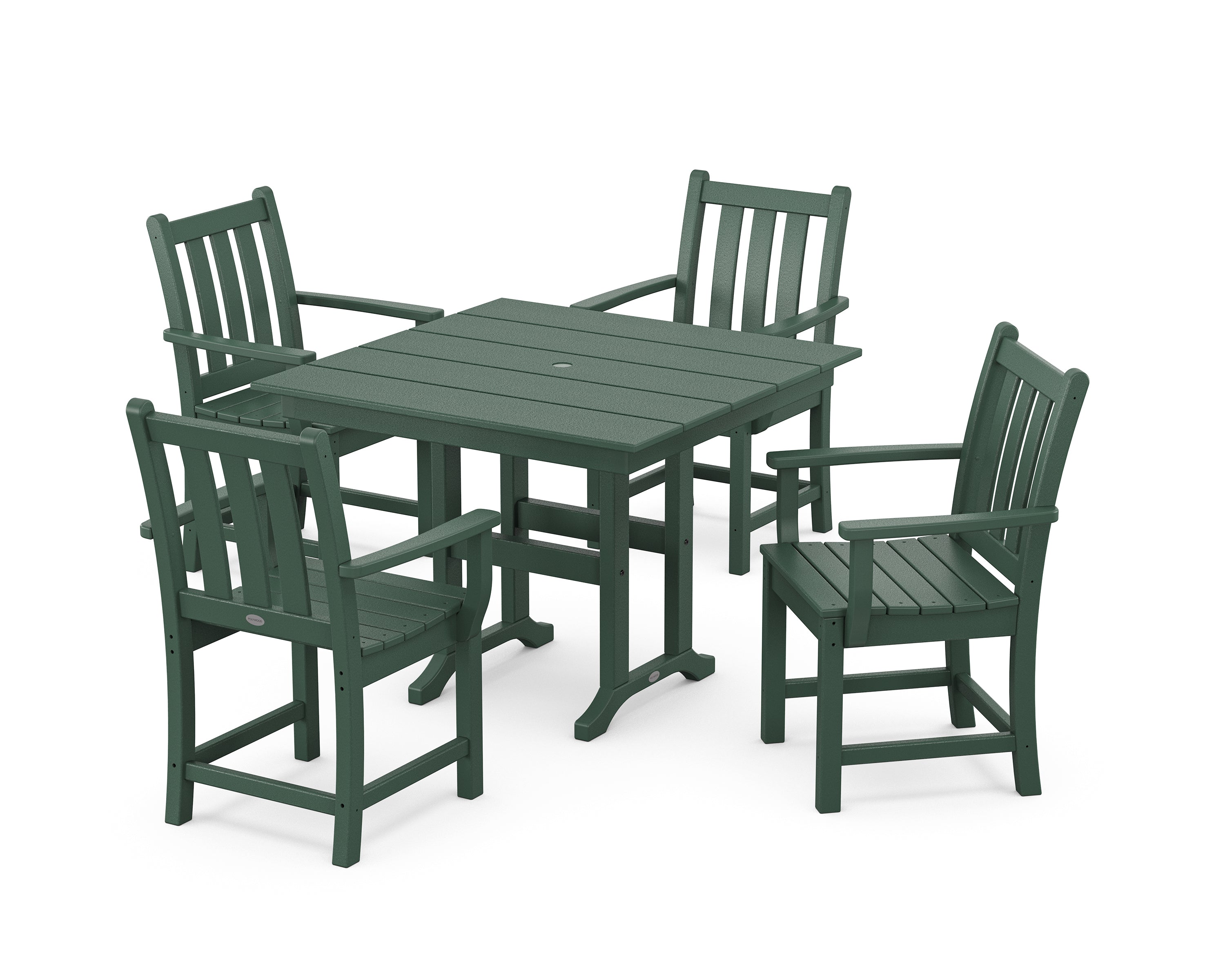 POLYWOOD® Traditional Garden 5-Piece Farmhouse Dining Set in Green