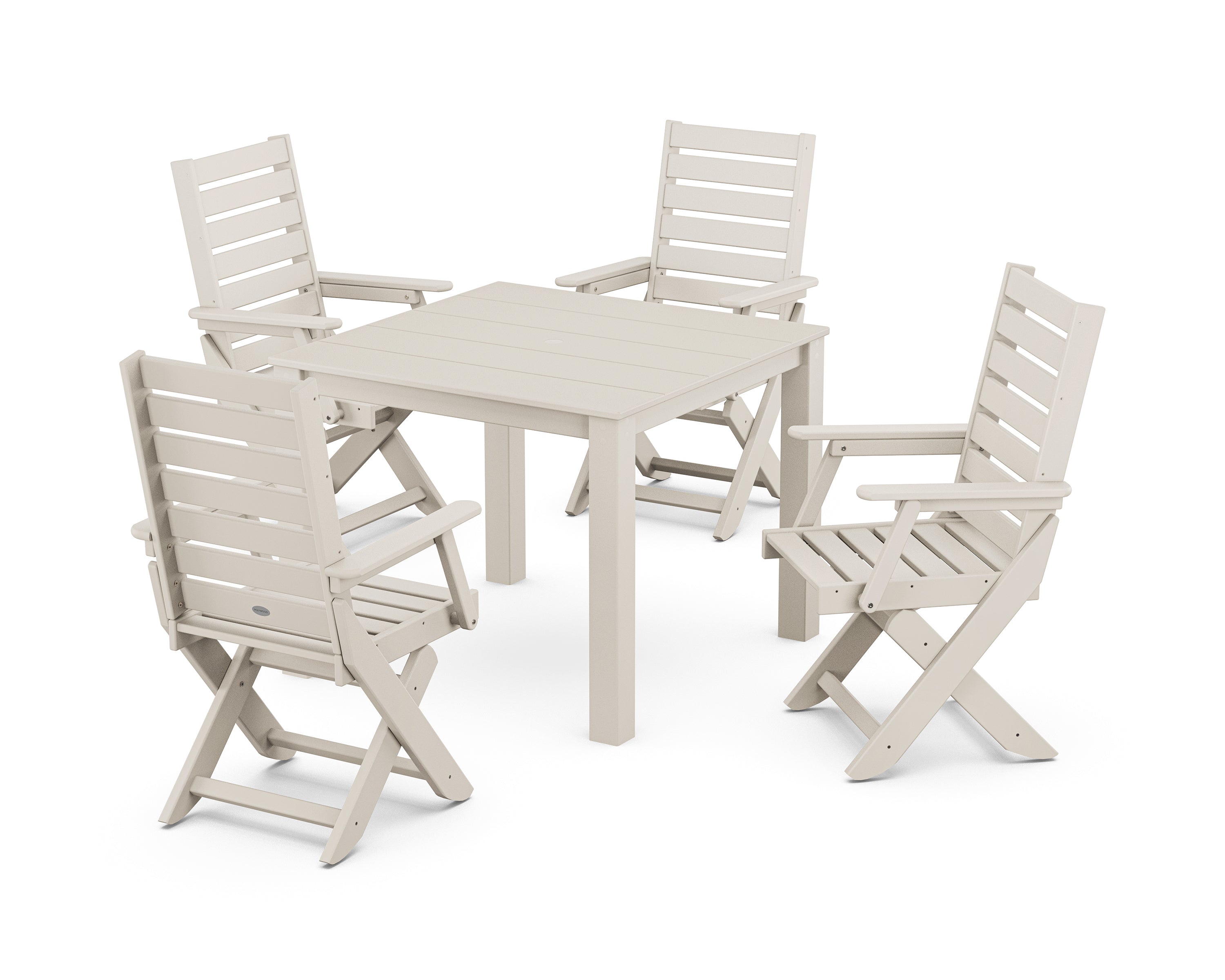 POLYWOOD® Captain Folding Chair 5-Piece Parsons Dining Set in Sand