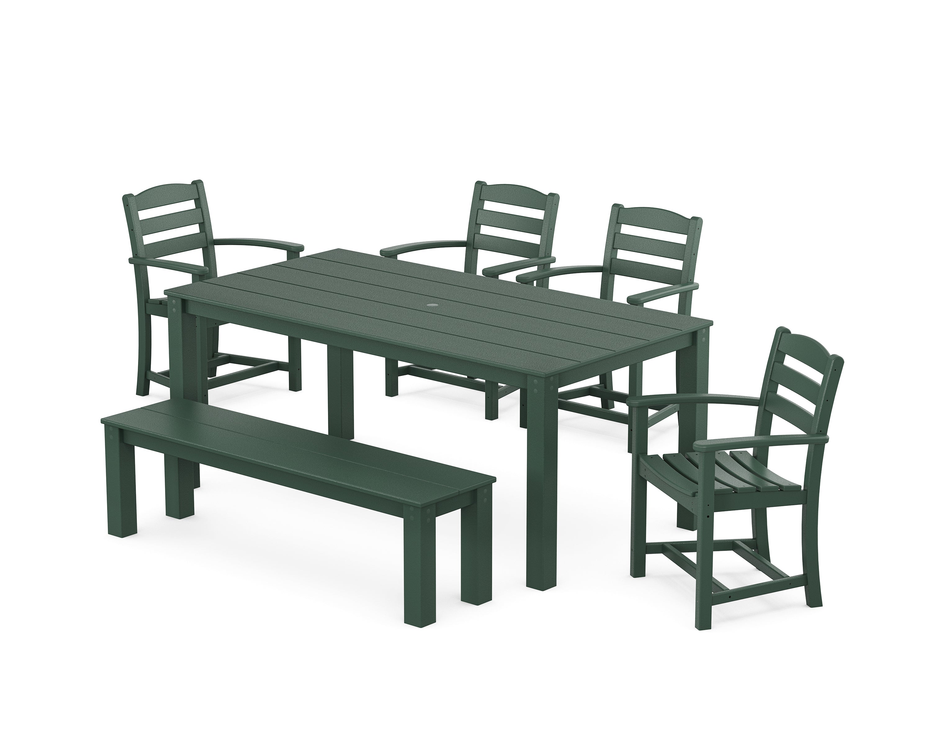 POLYWOOD® La Casa Cafe' 6-Piece Parsons Dining Set with Bench in Green