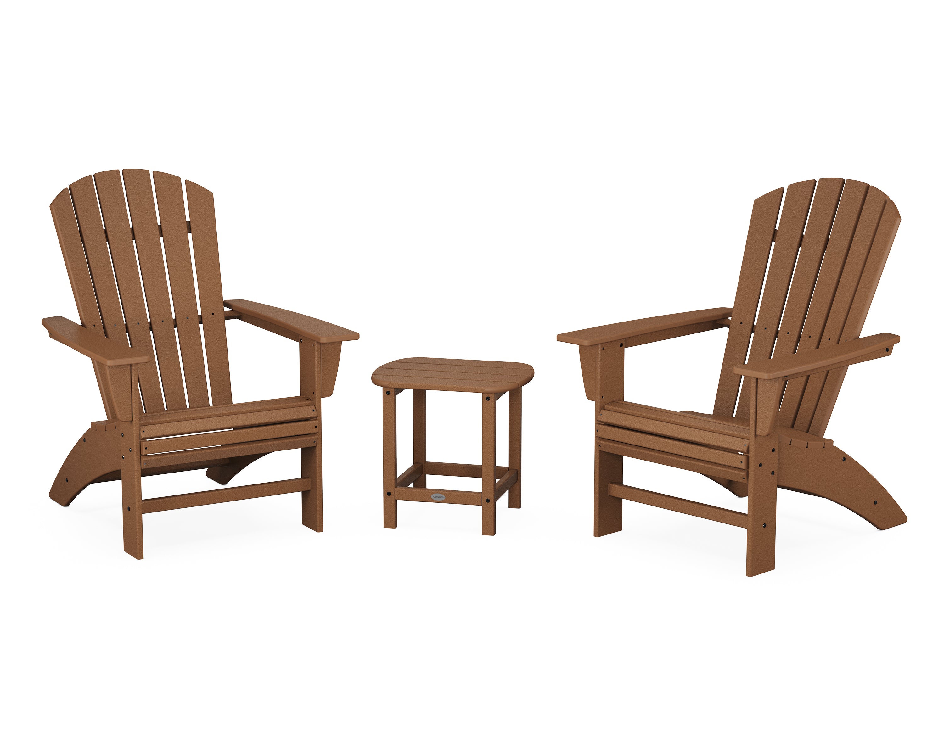 POLYWOOD® Nautical 3-Piece Curveback Adirondack Set in Teak