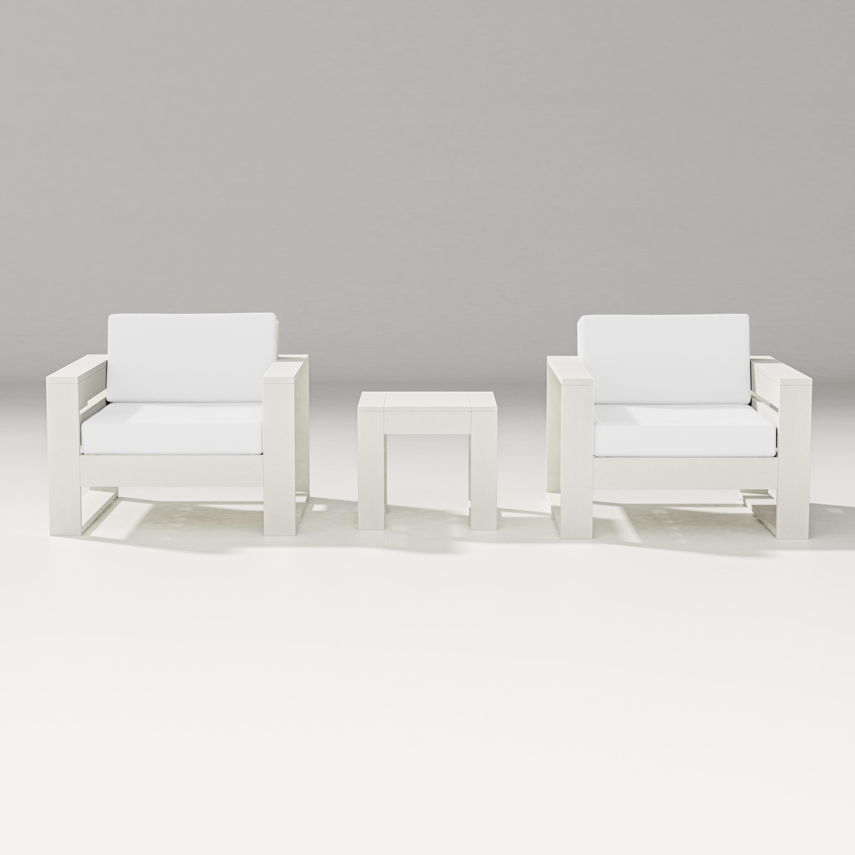 PW Designer Series Latitude 3-Piece Lounge Chair Set in Vintage White / Natural