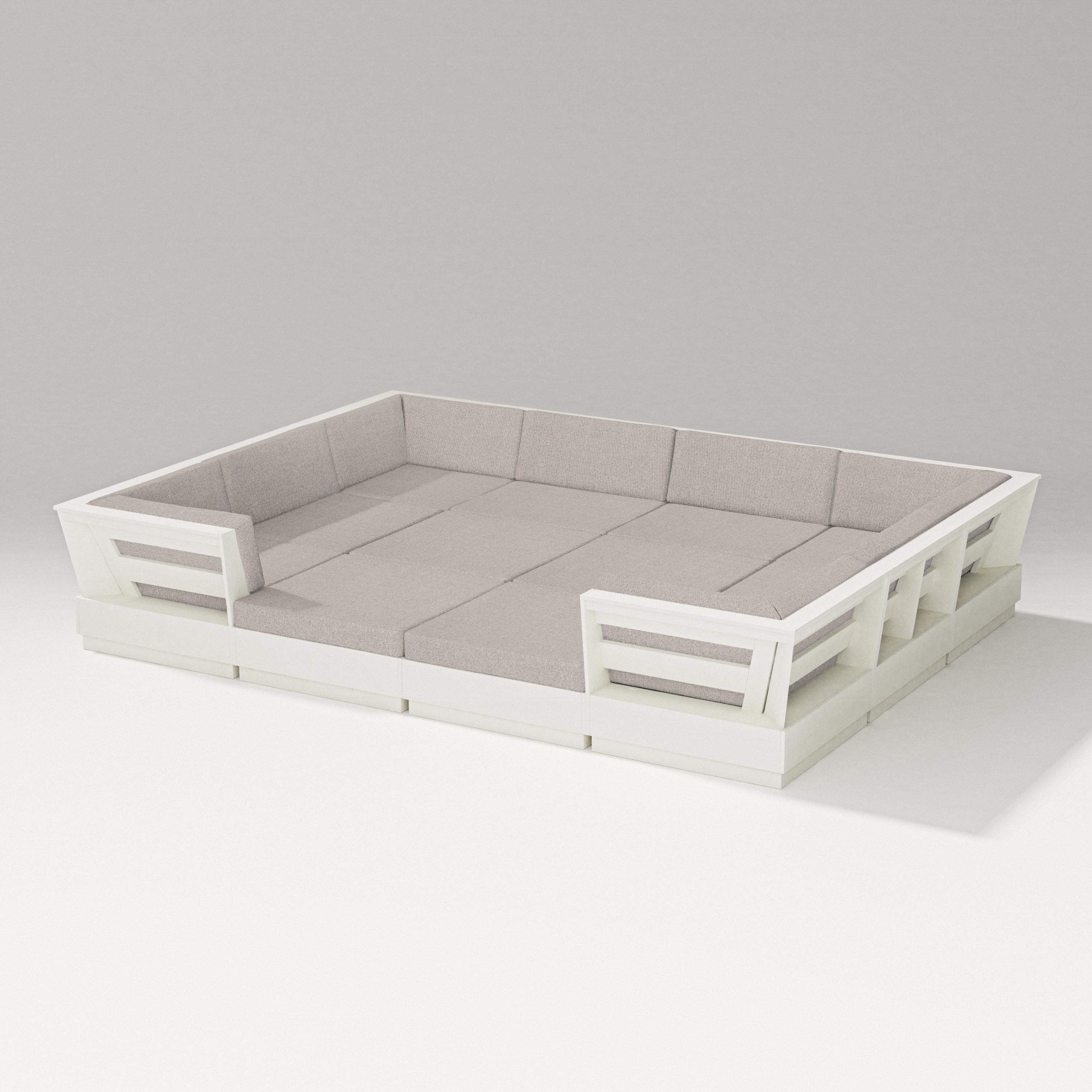 PW Designer Series Elevate 12-Piece Pit Sectional in Vintage White / Weathered Tweed