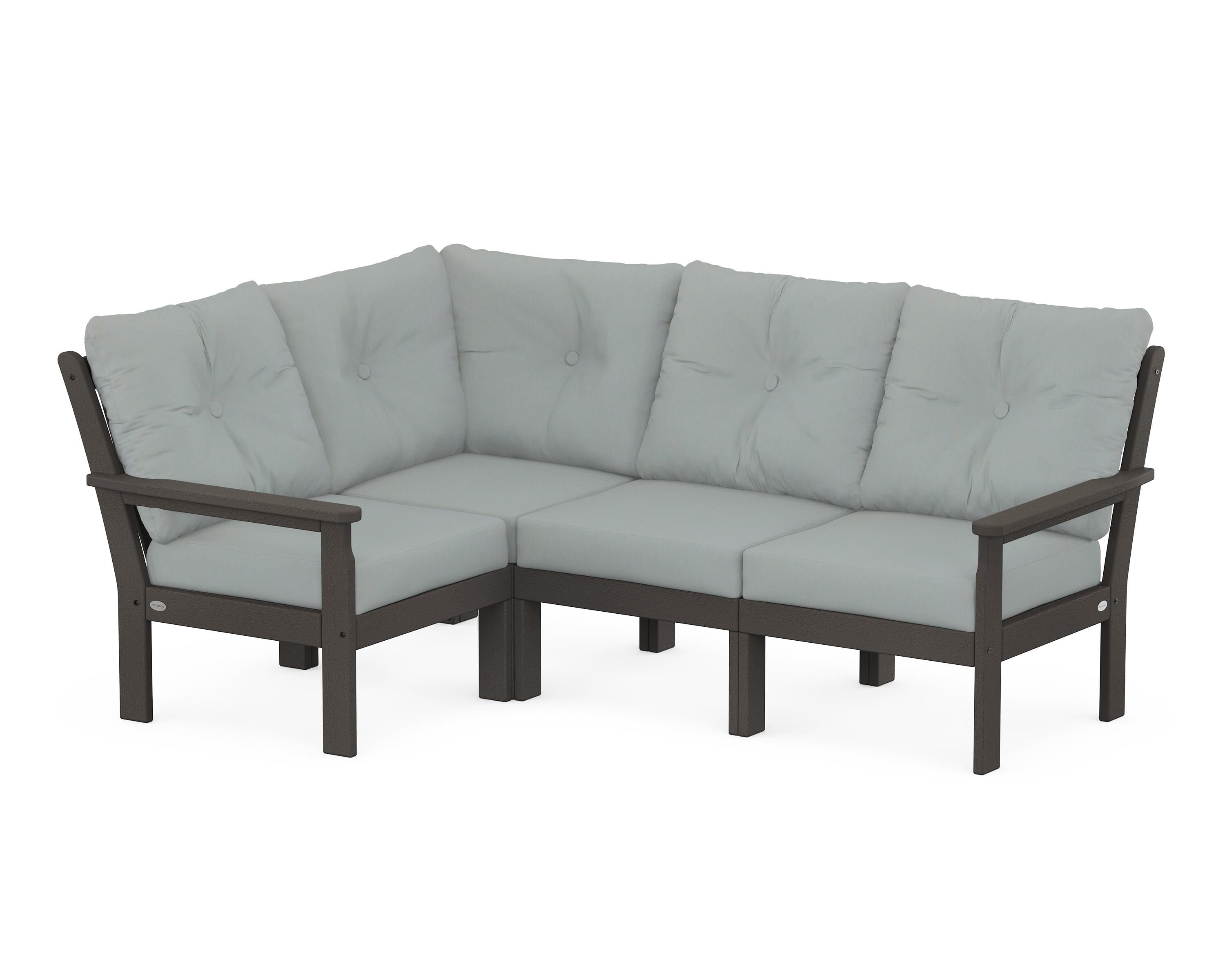 POLYWOOD Vineyard 4-Piece Sectional in Vintage Coffee / Spa