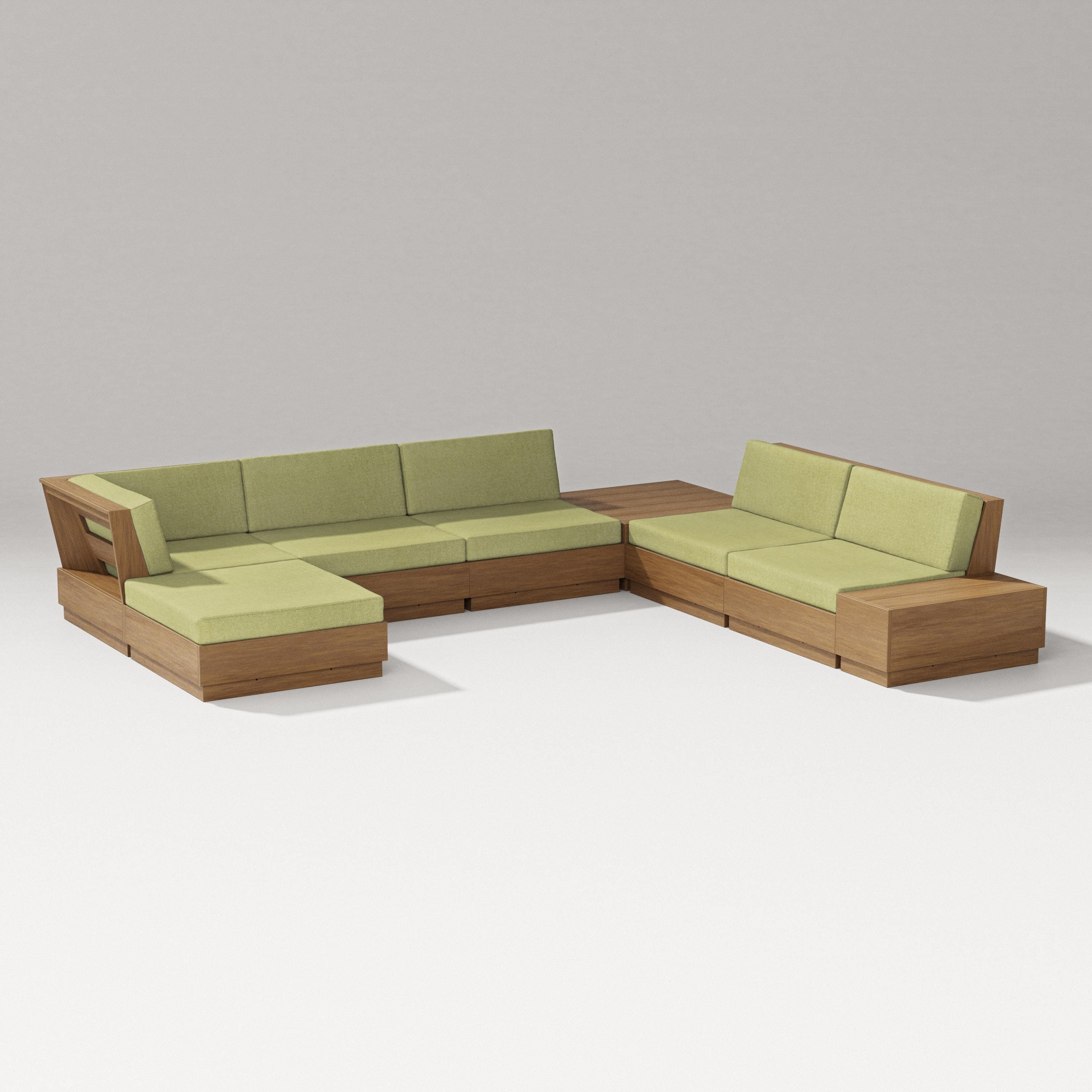 PW Designer Series Elevate 8-Piece Corner Sectional in Natural / Chartreuse Boucle