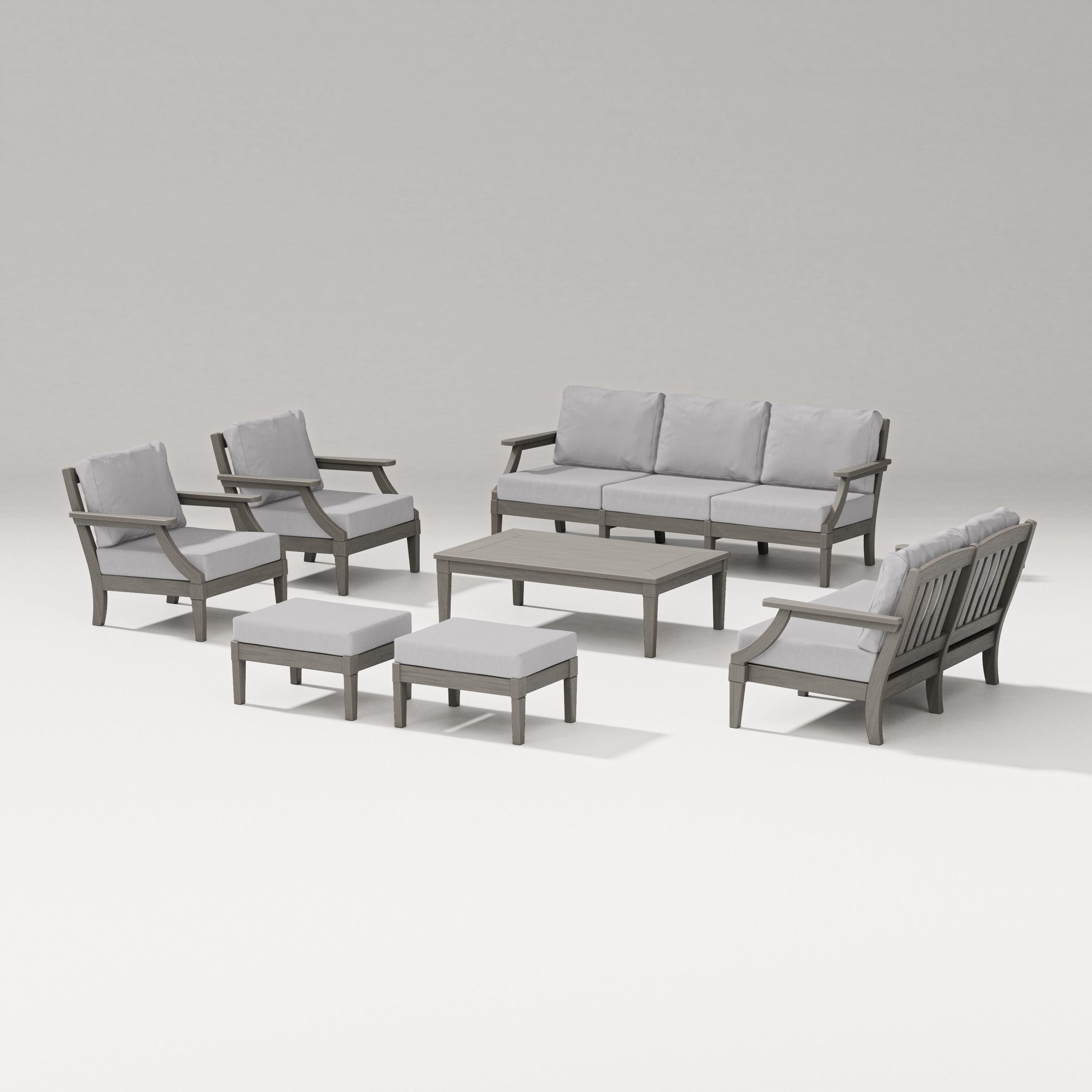 PW Designer Series Estate 7-Piece Lounge Sofa Set in Driftwood / Granite