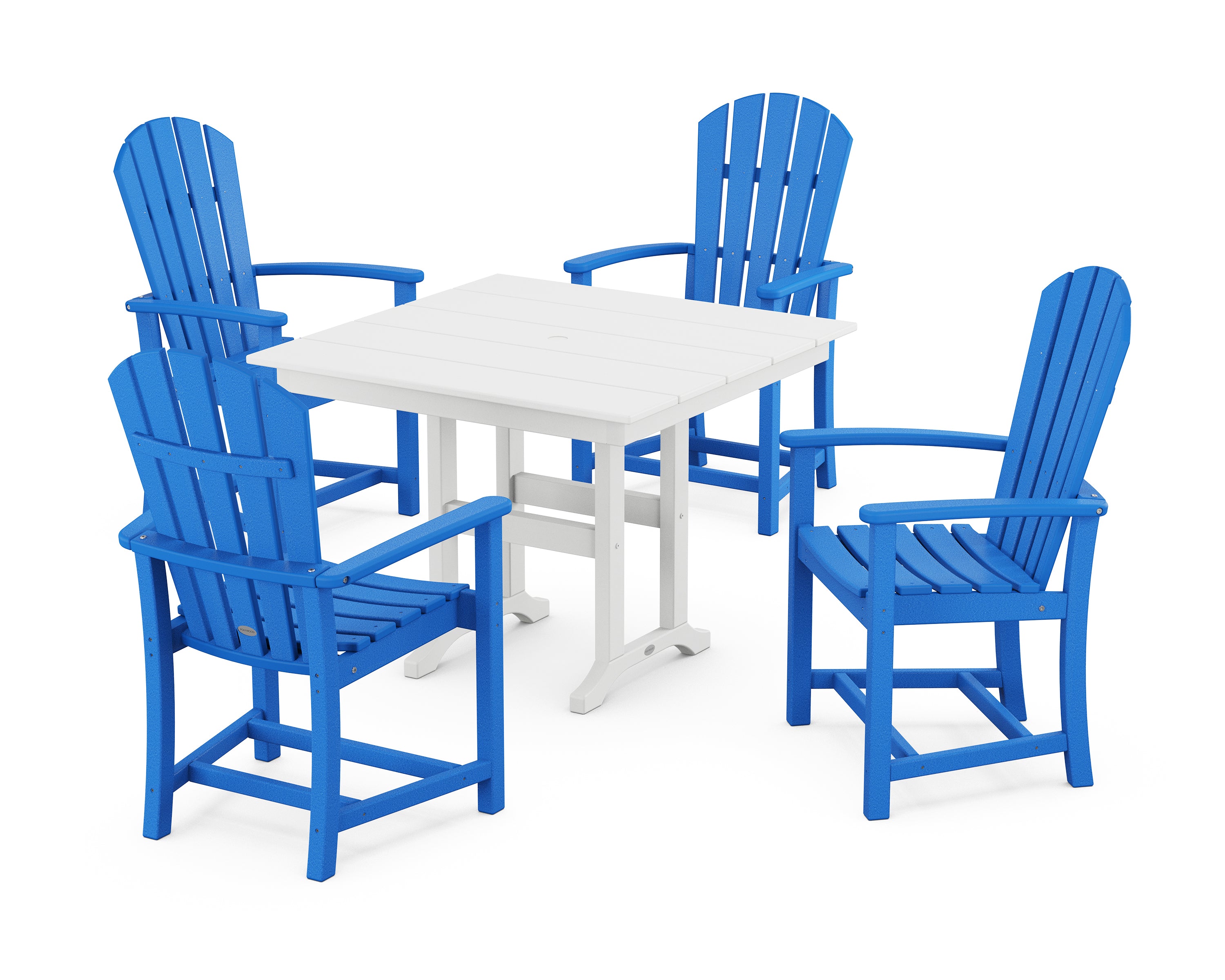 POLYWOOD® Palm Coast 5-Piece Farmhouse Dining Set in Pacific Blue / White