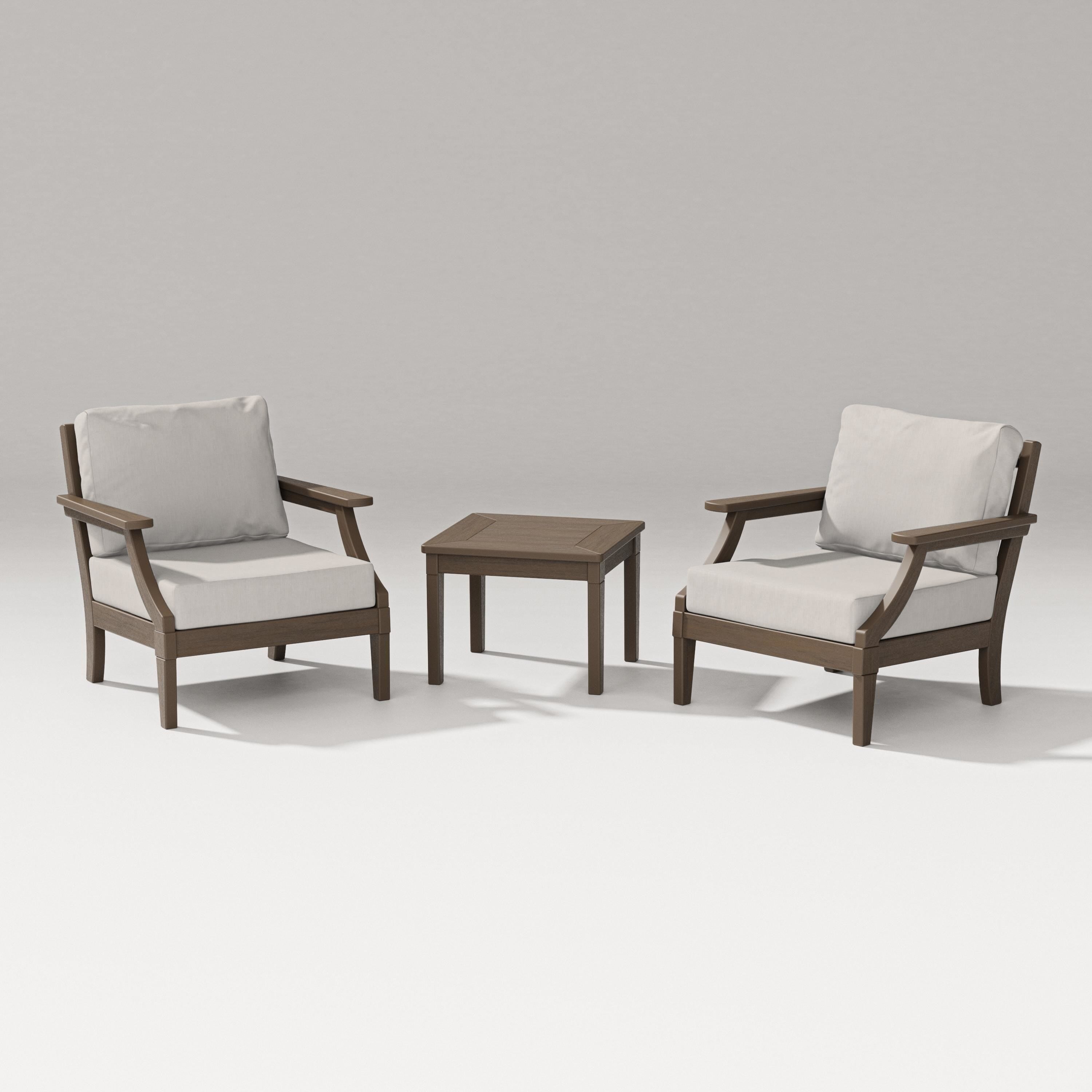 PW Designer Series Estate 3-Piece Lounge Chair Set in Kona / Cast Ash