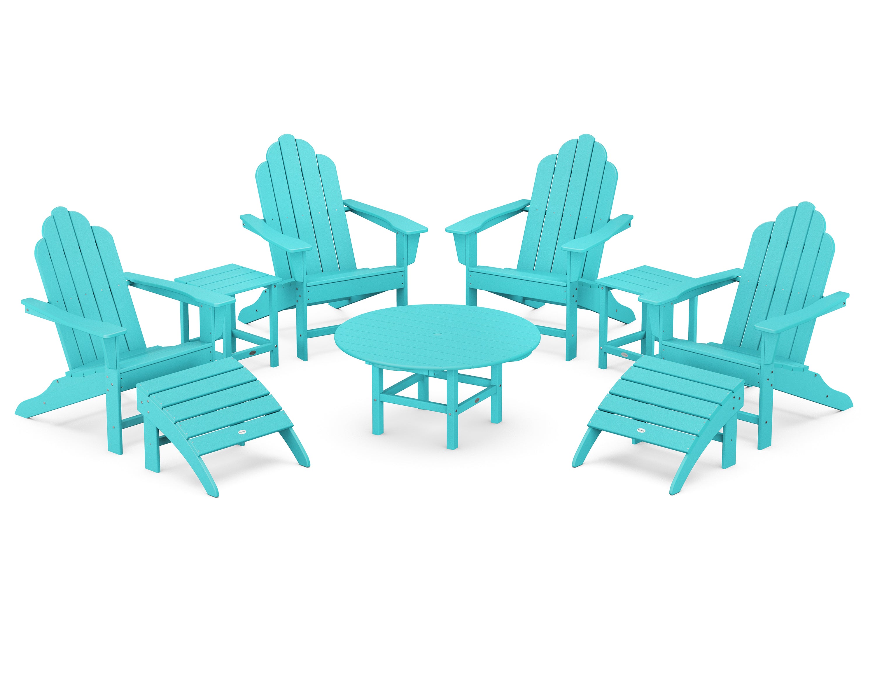 POLYWOOD® Long Island Adirondack 9-Piece Conversation Group in Aruba