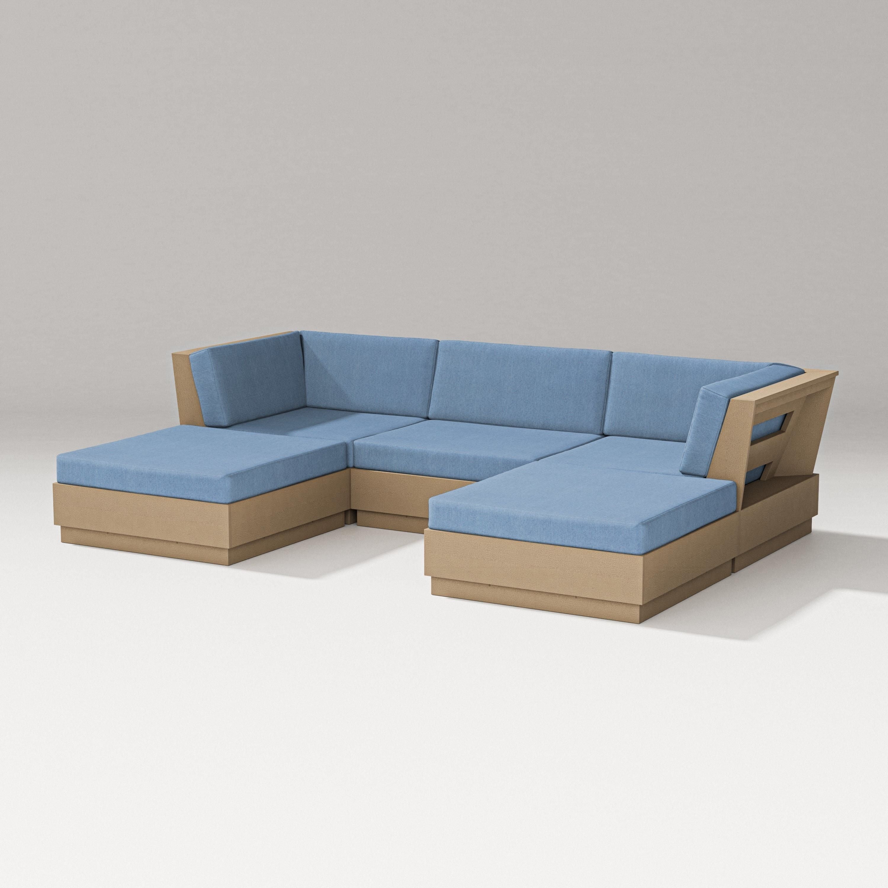 PW Designer Series Elevate Double Chaise Sectional in Vintage Sahara / Sky Blue