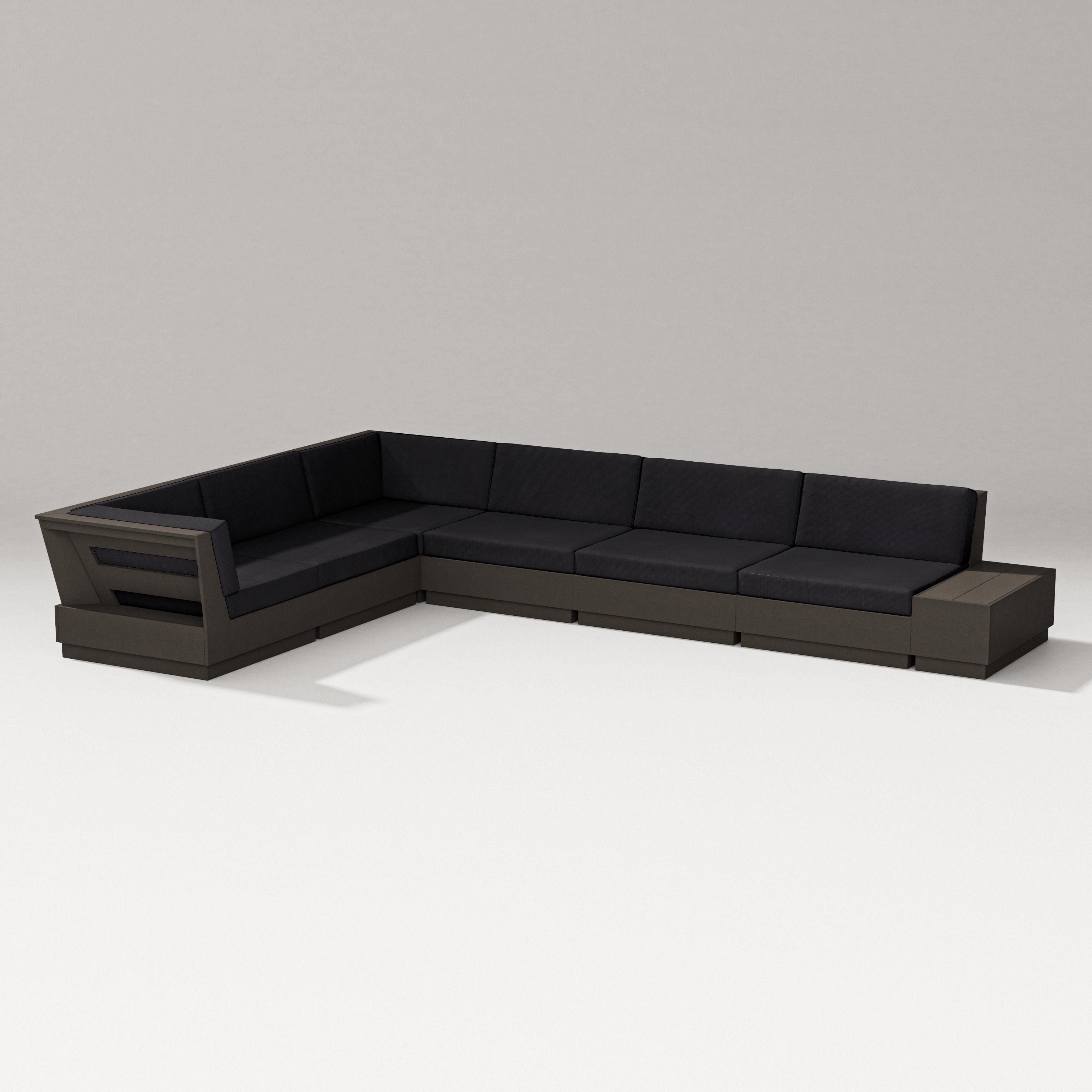PW Designer Series Elevate 7-Piece Corner Sectional in Vintage Coffee / Midnight Linen