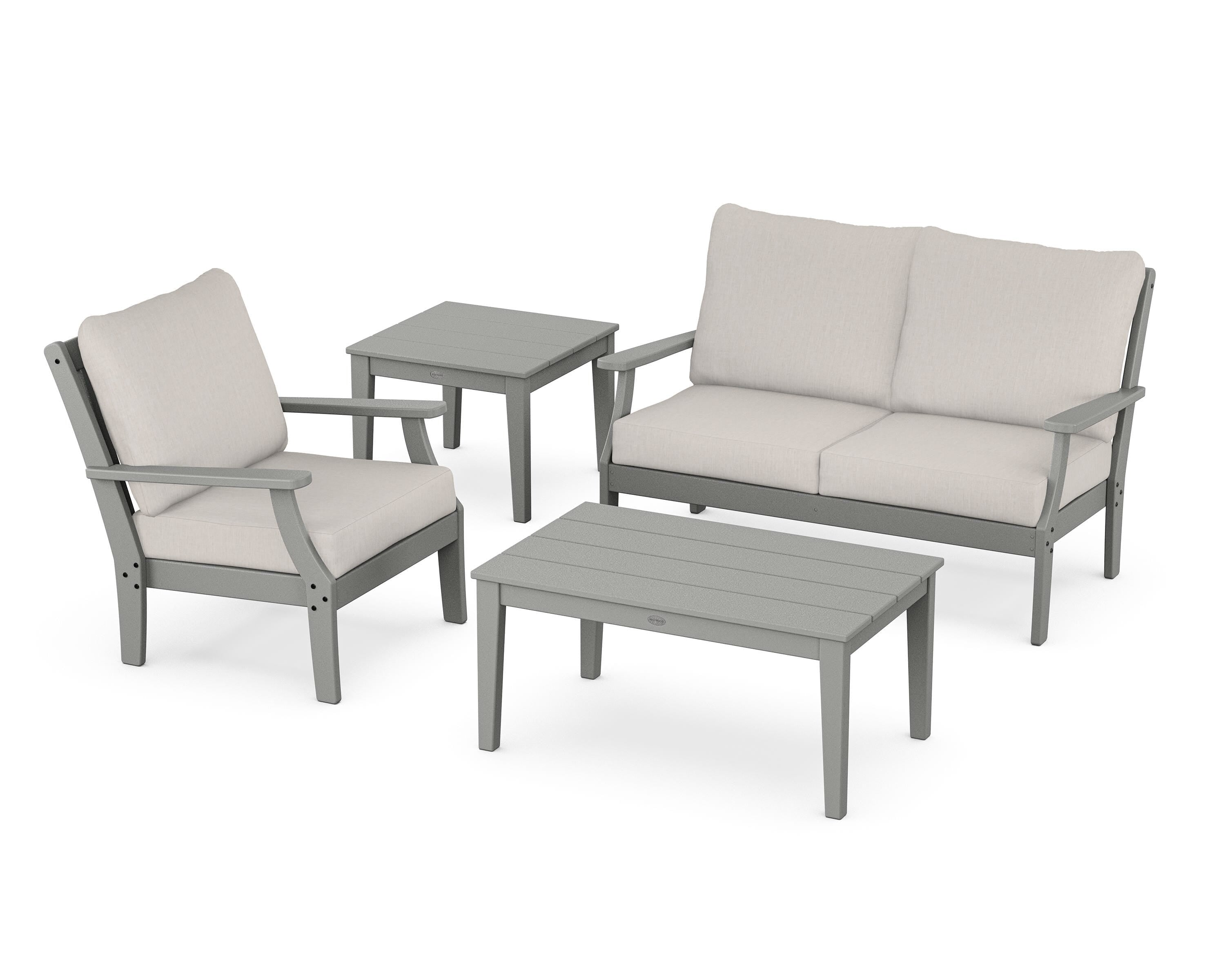 POLYWOOD Braxton 4-Piece Deep Seating Set in Slate Grey / Cast Ash
