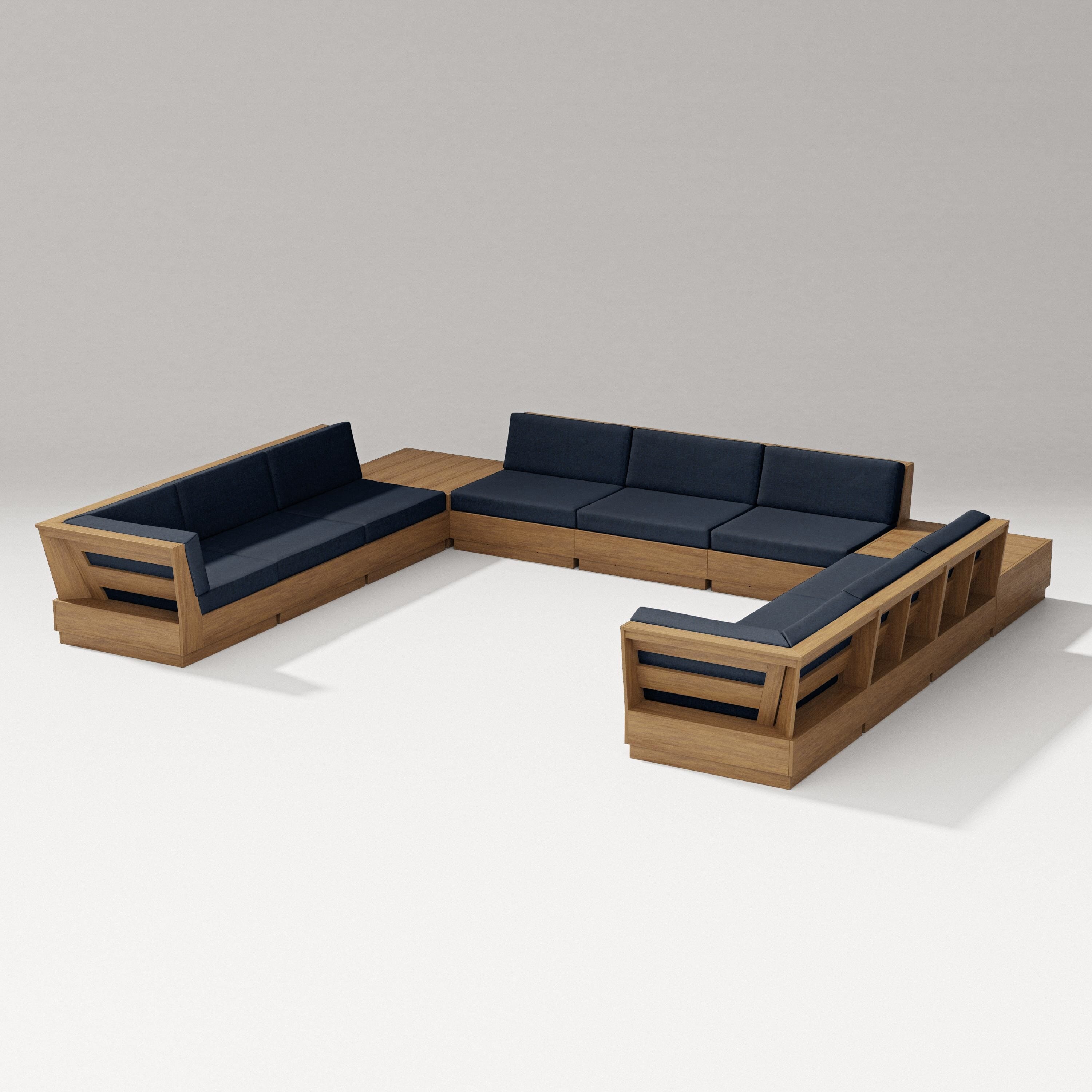 PW Designer Series Elevate 11-Piece U-Shaped Sofa Sectional in Natural / Marine Indigo