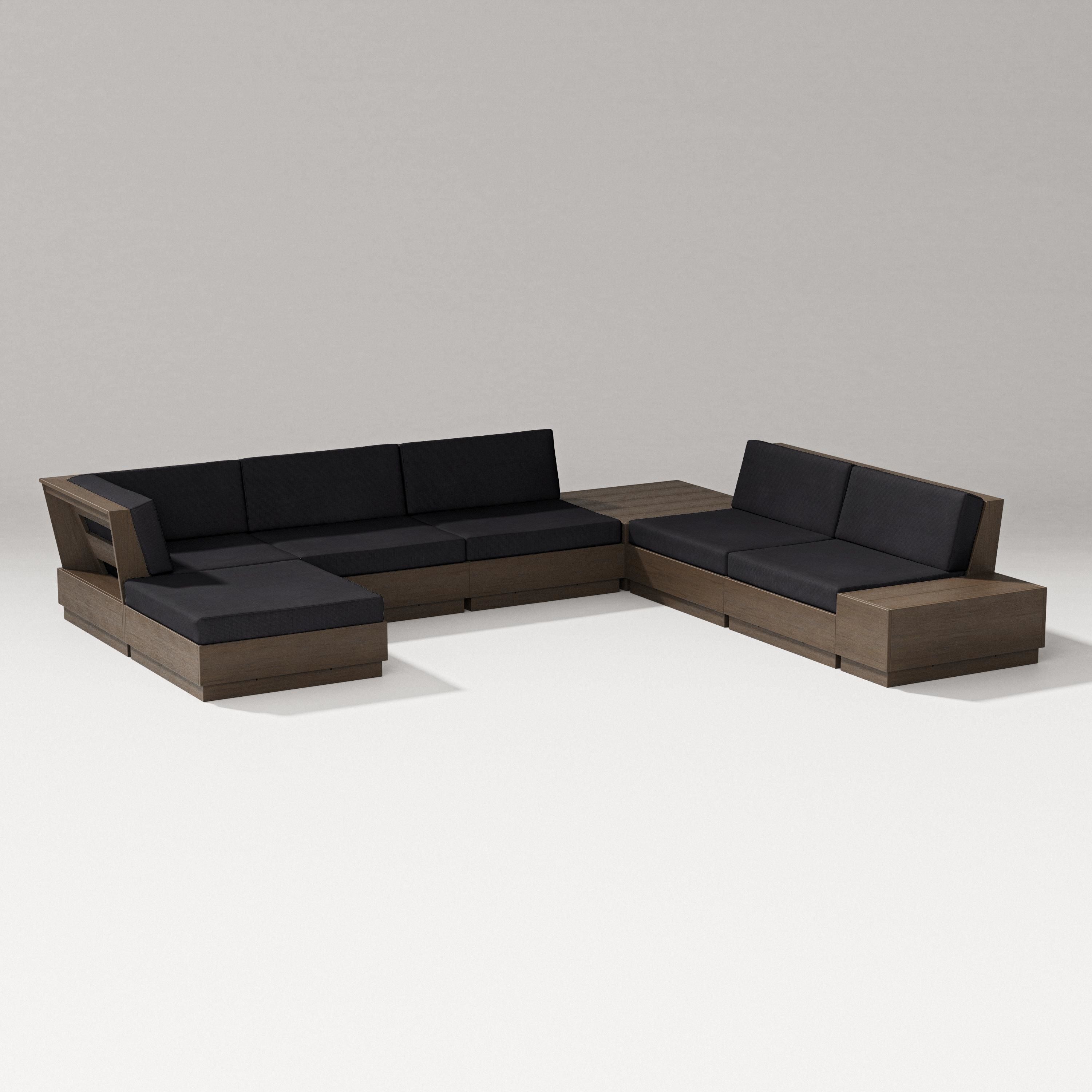PW Designer Series Elevate 8-Piece Corner Sectional in Kona / Midnight Linen