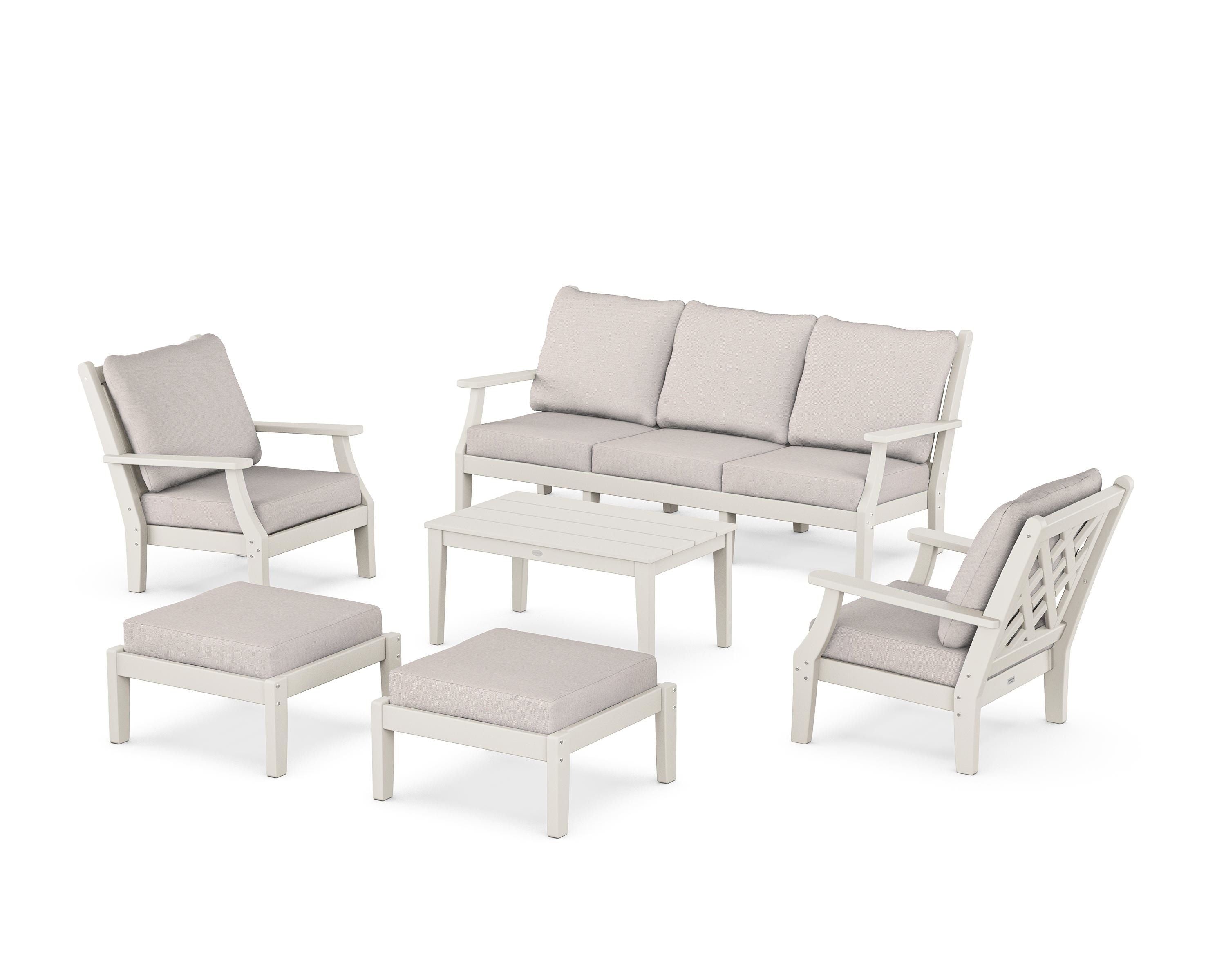 Country Living Wovendale 6-Piece Lounge Sofa Set in Sand / Dune Burlap
