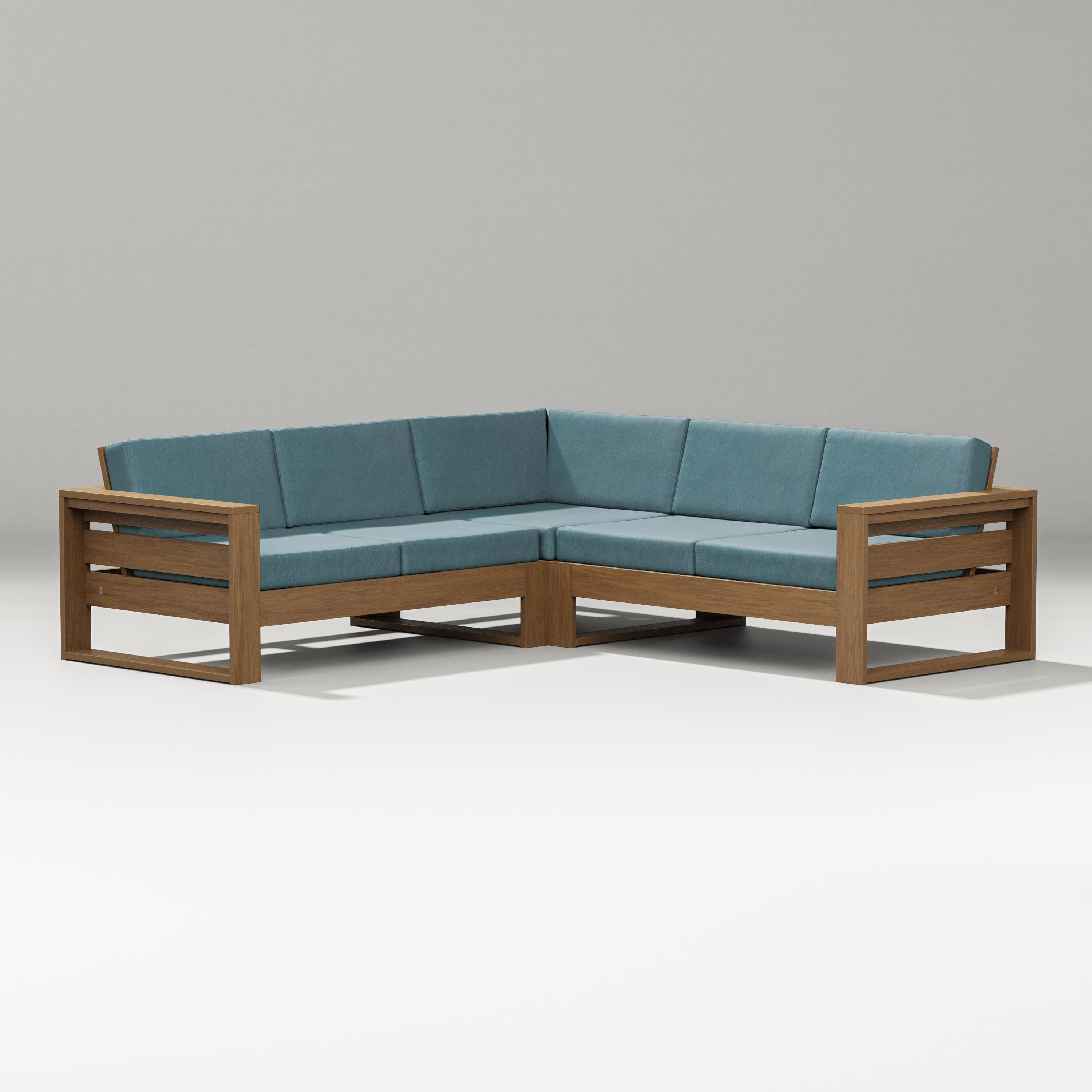 PW Designer Series Latitude Corner Sectional in Natural / Ocean Teal
