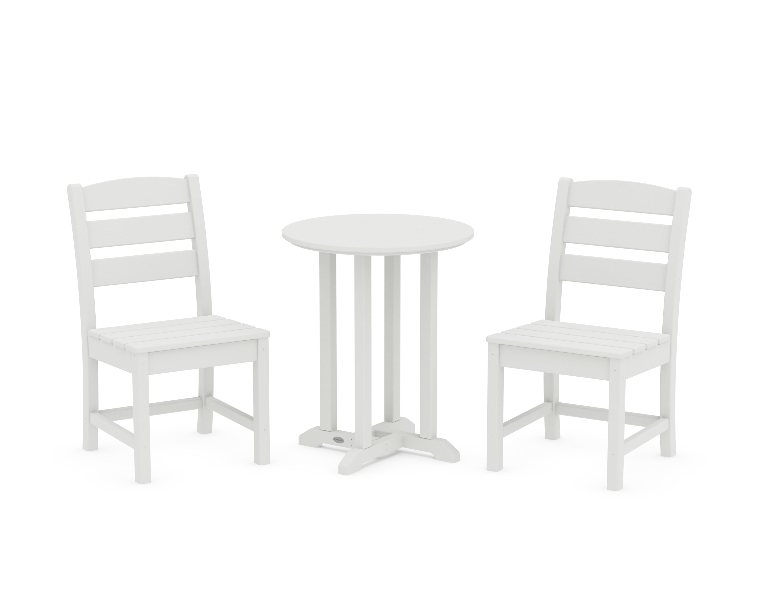 POLYWOOD Lakeside Side Chair 3-Piece Round Bistro Dining Set in Vintage White