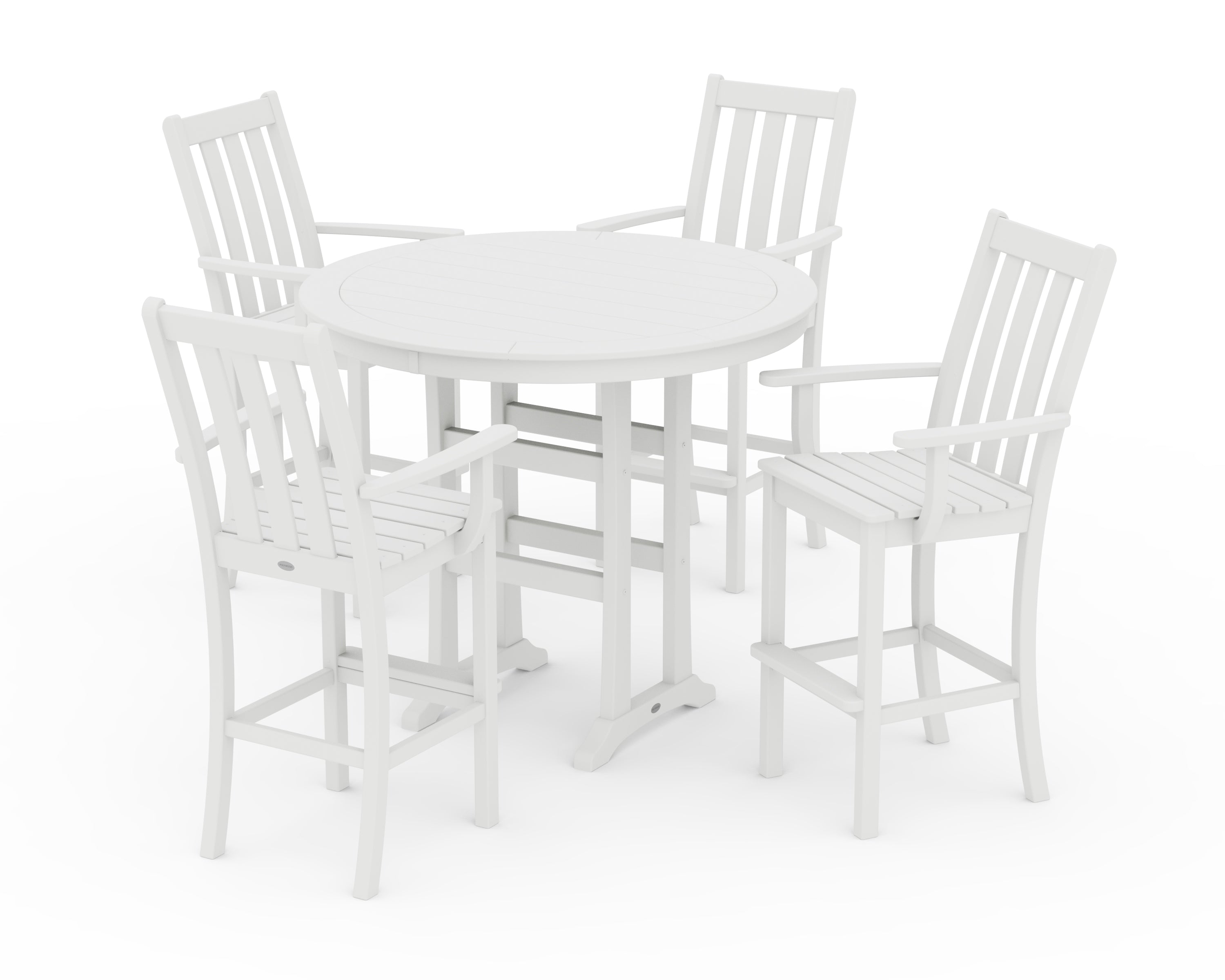POLYWOOD Vineyard 5-Piece Round Bar Set in White