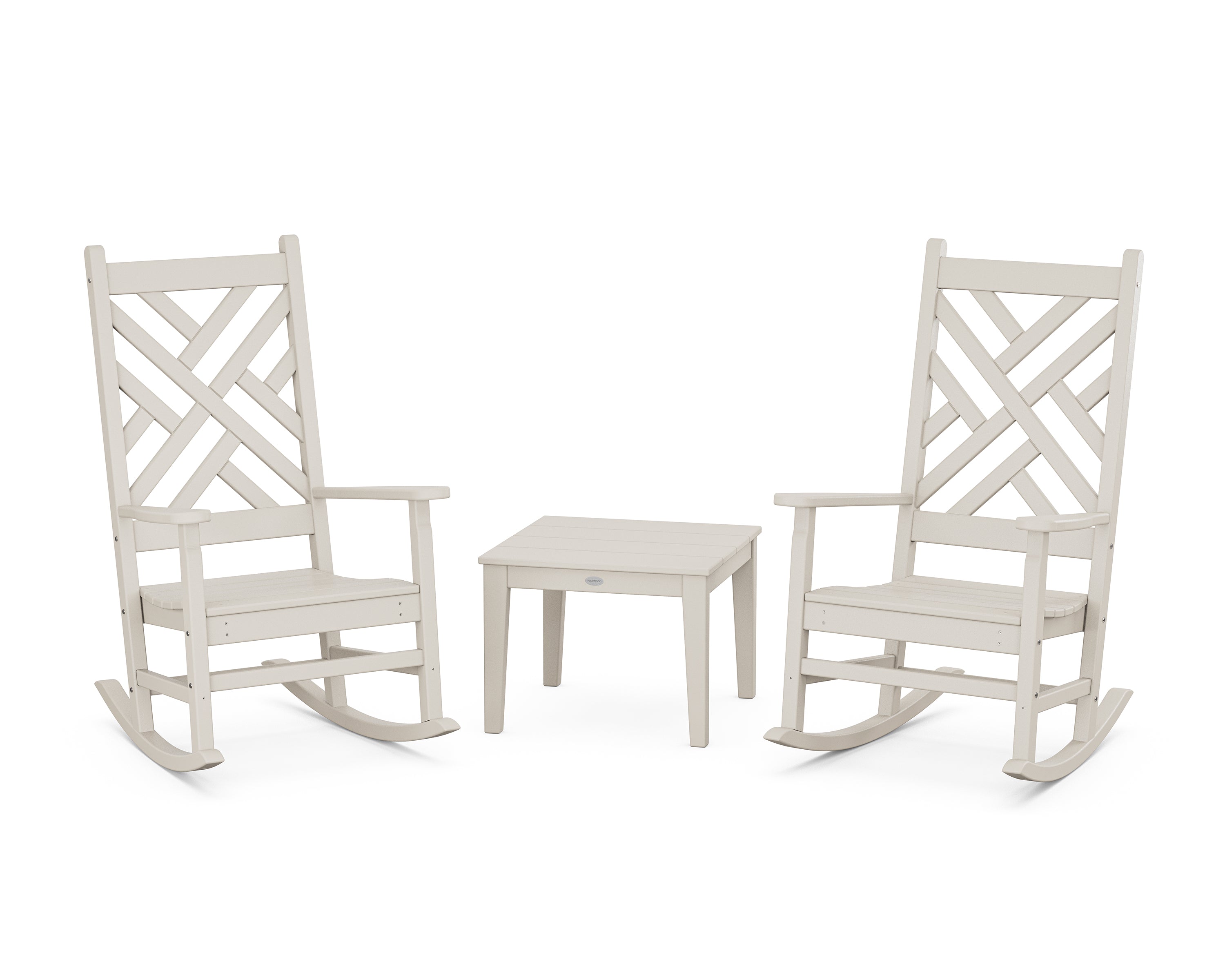 POLYWOOD® Chippendale 3-Piece Rocking Chair Set in Sand