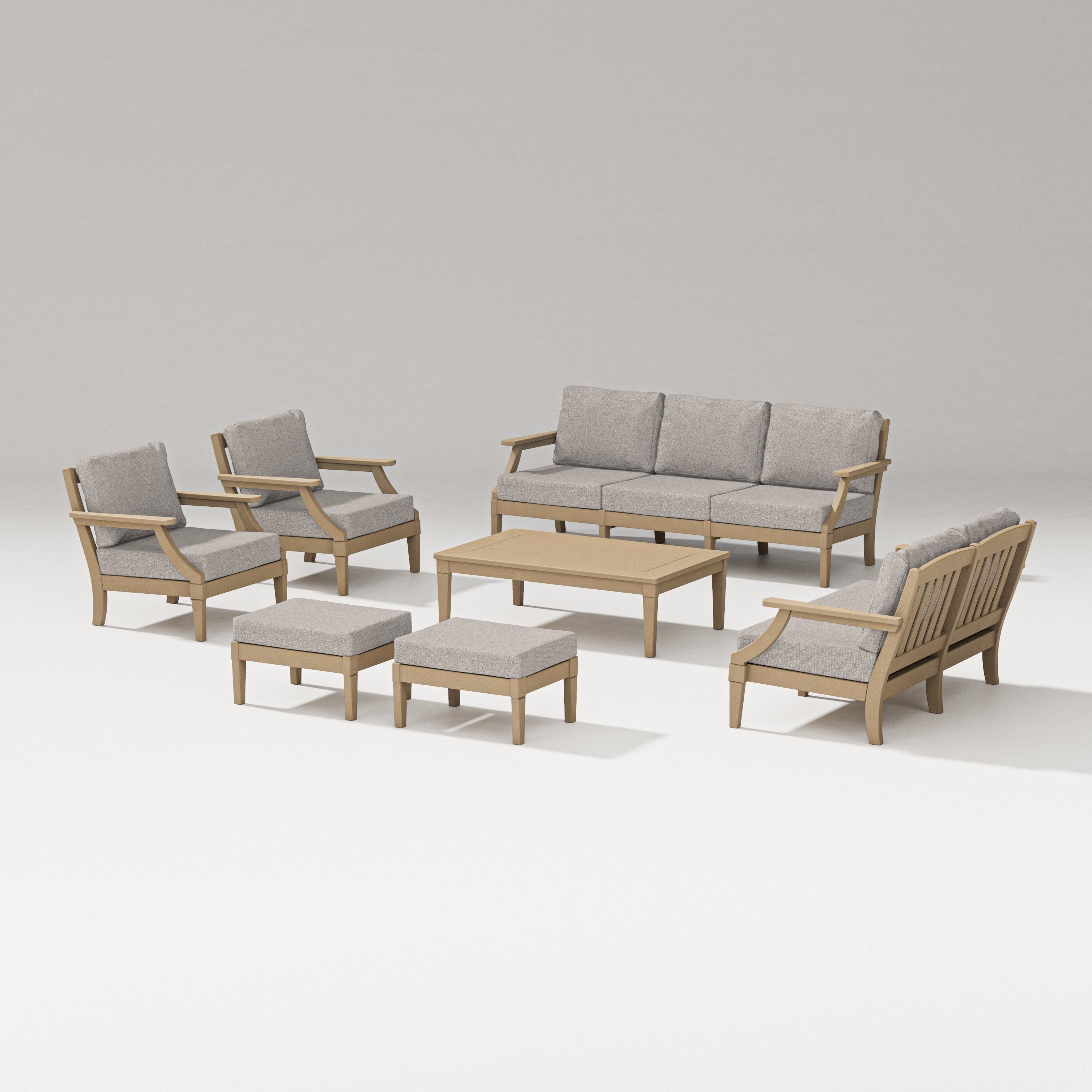 PW Designer Series Estate 7-Piece Lounge Sofa Set in Vintage Sahara / Weathered Tweed