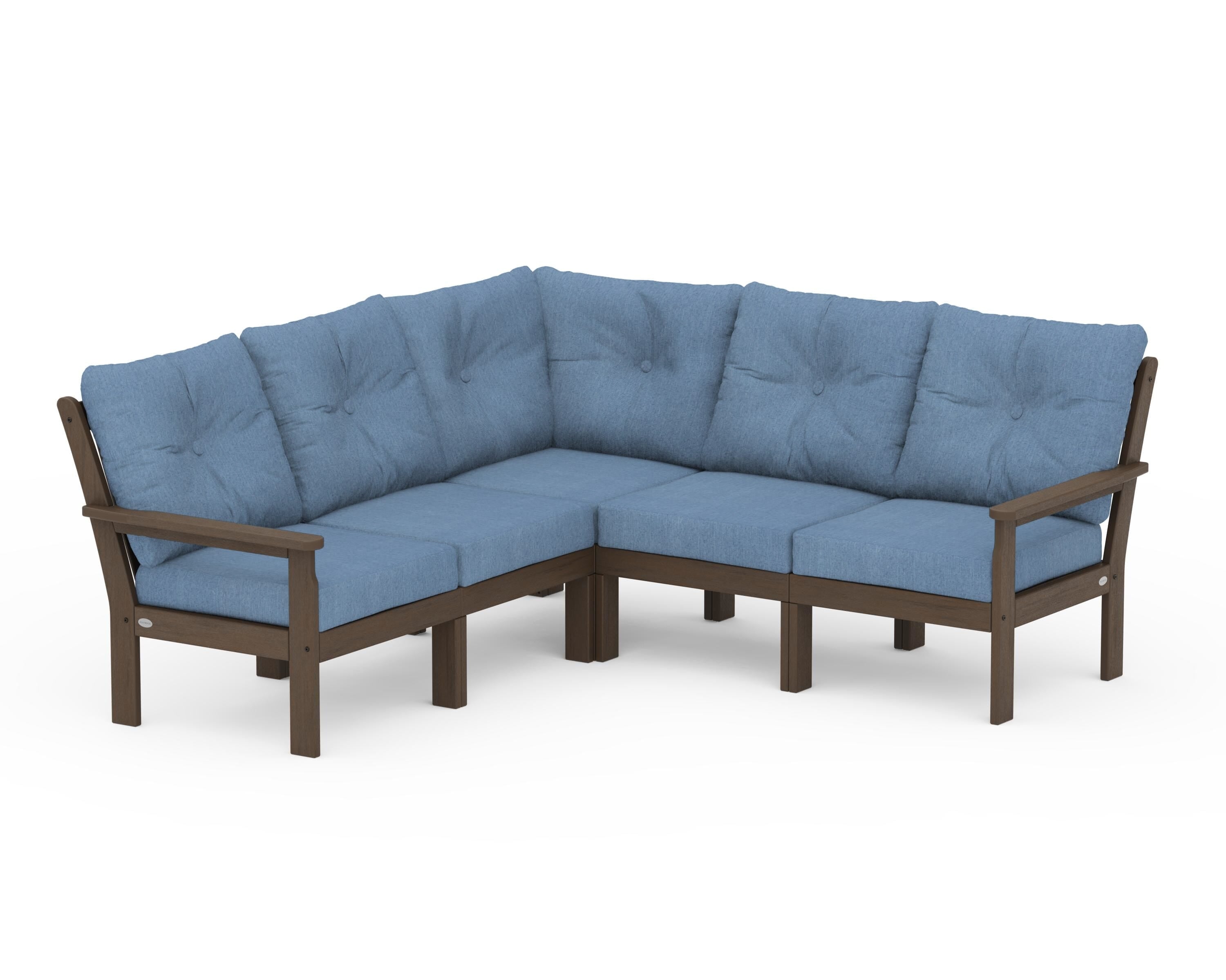 POLYWOOD Vineyard 5-Piece Sectional in Kona / Sky Blue