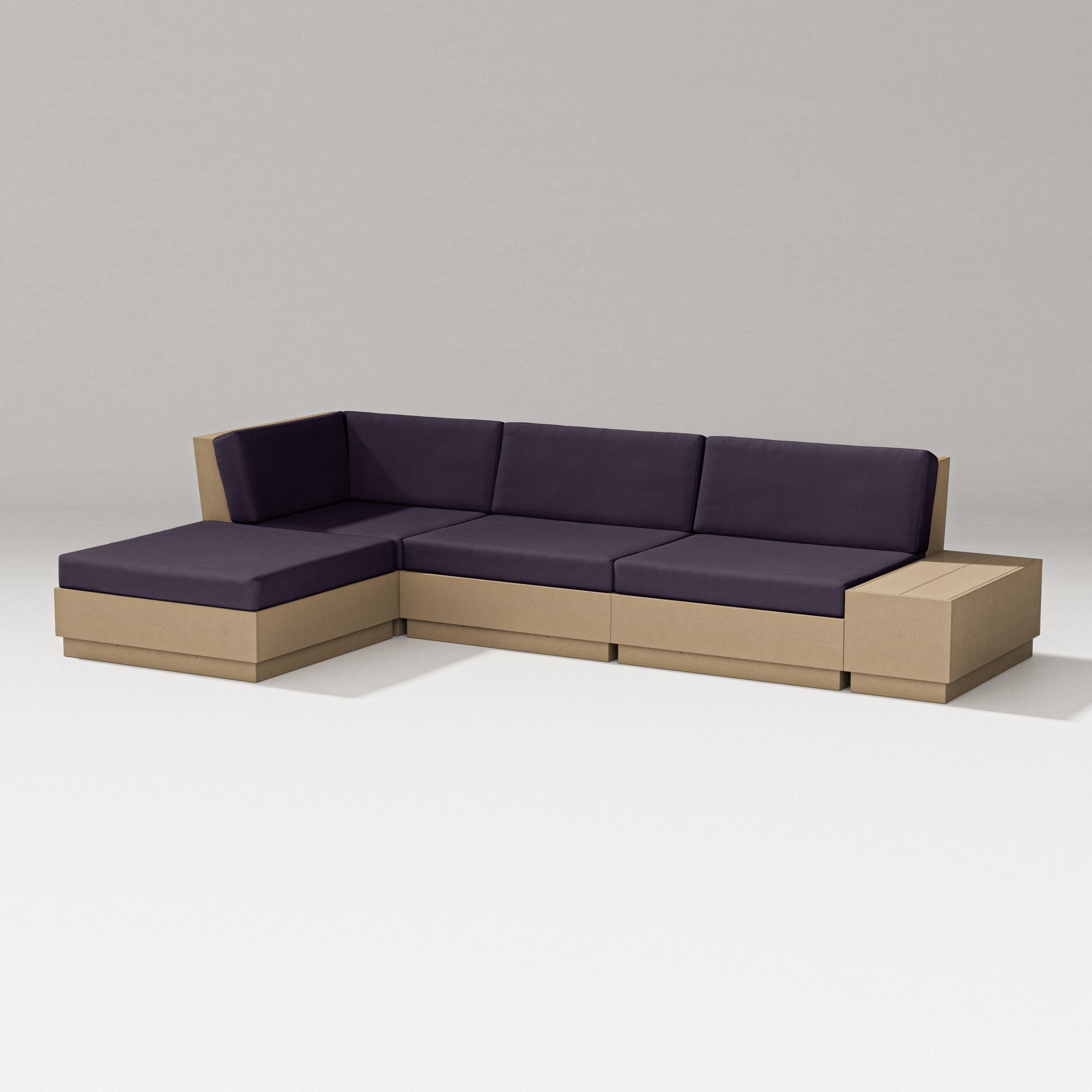 PW Designer Series Elevate Chaise Sectional in Vintage Sahara / Navy Linen