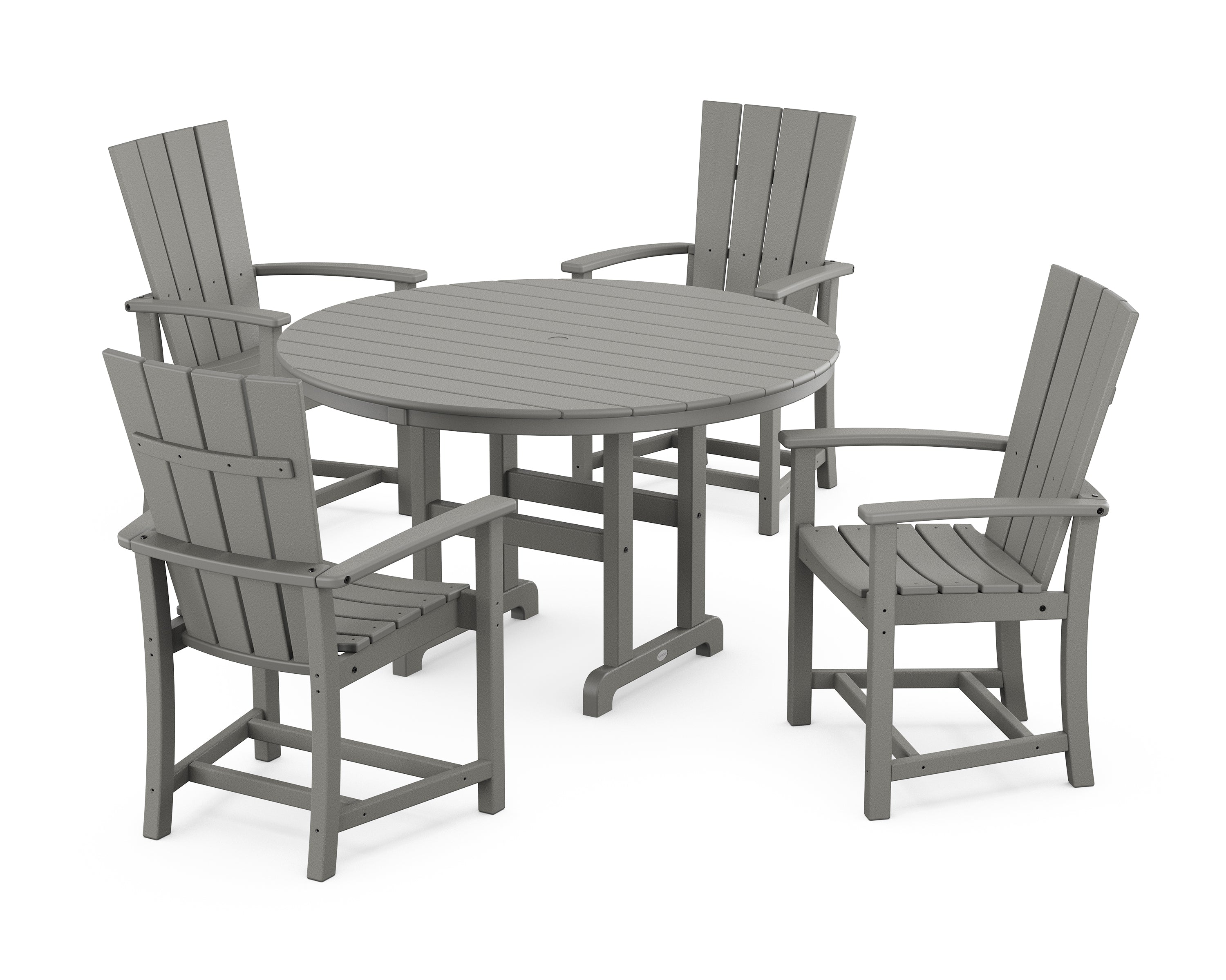 POLYWOOD® Quattro 5-Piece Round Farmhouse Dining Set in Slate Grey