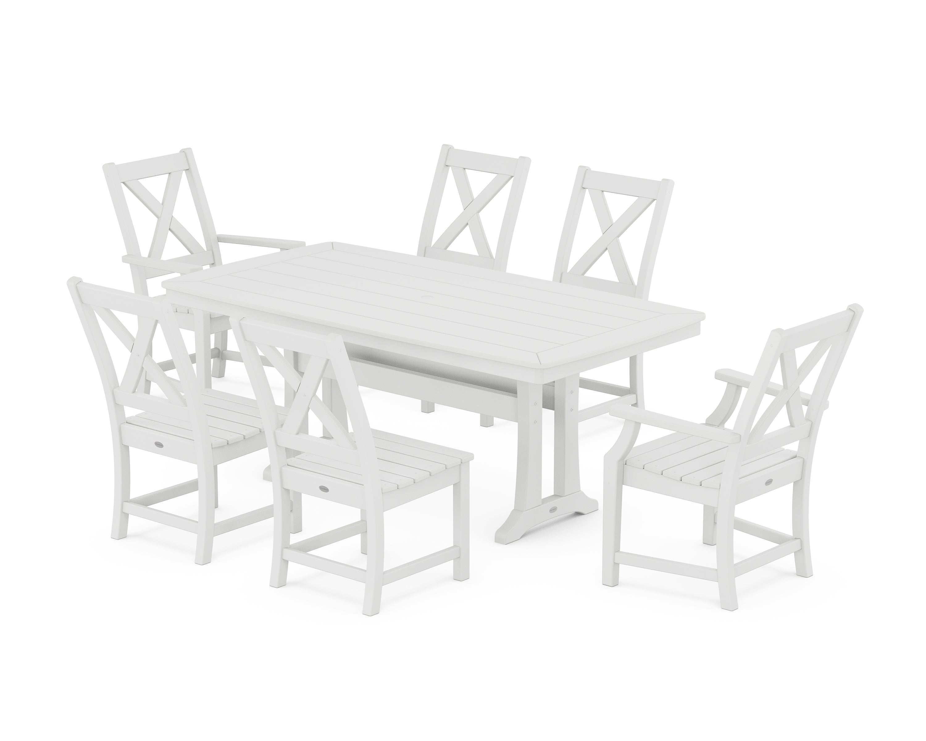 POLYWOOD® Braxton 7-Piece Dining Set with Trestle Legs in White