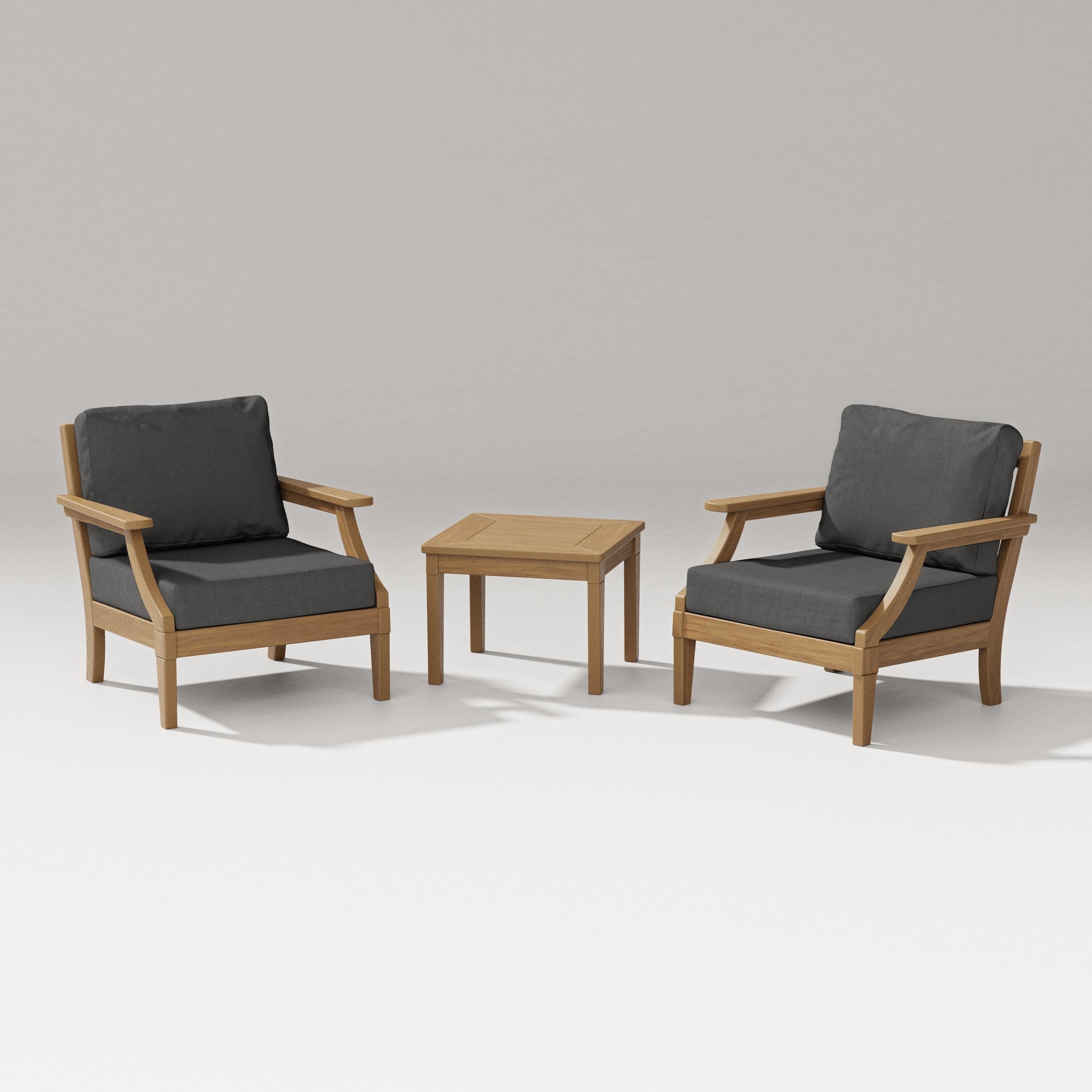 PW Designer Series Estate 3-Piece Lounge Chair Set in Natural / Spectrum Carbon