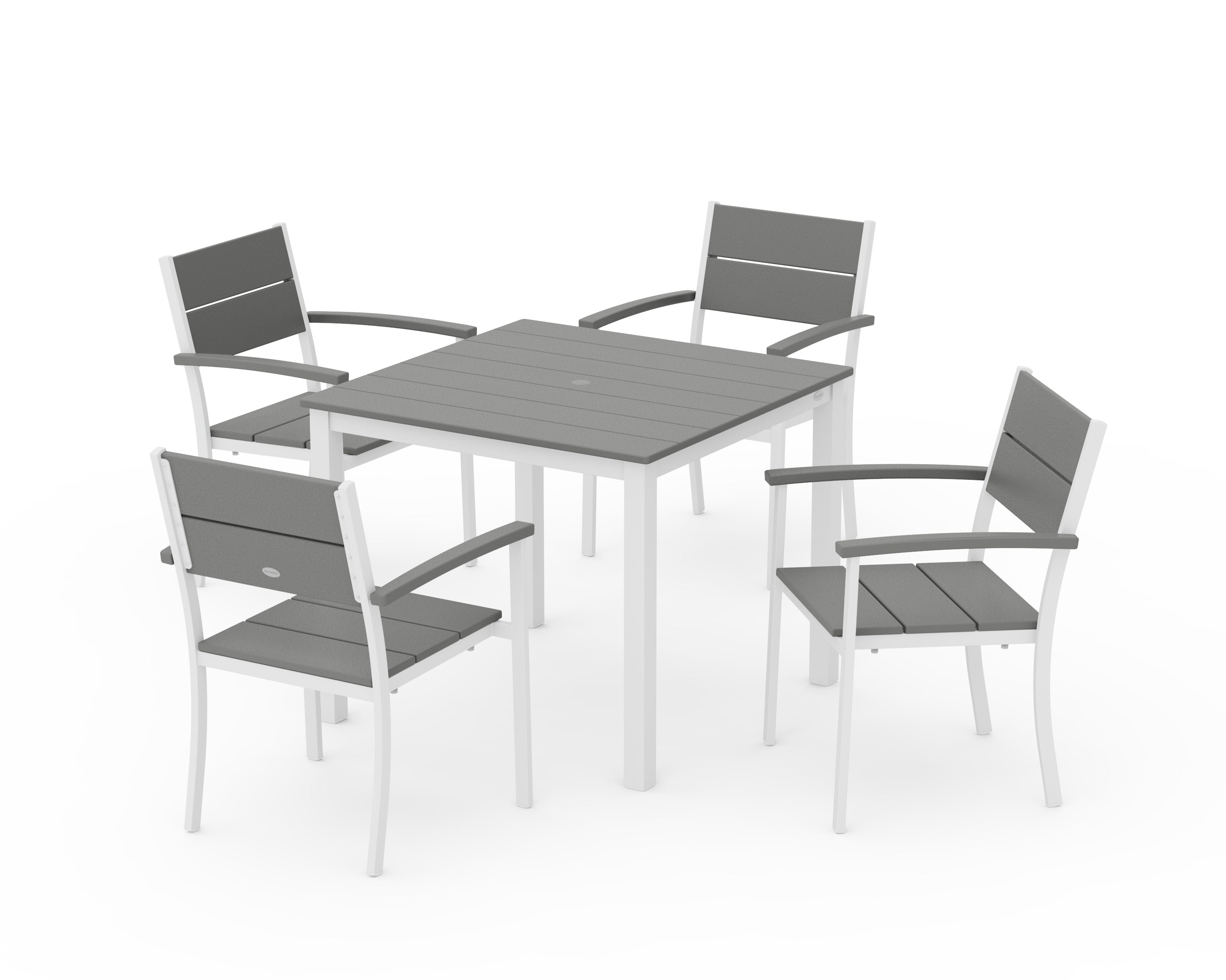 POLYWOOD Main Street 5-Piece Dining Set in White / Slate Grey