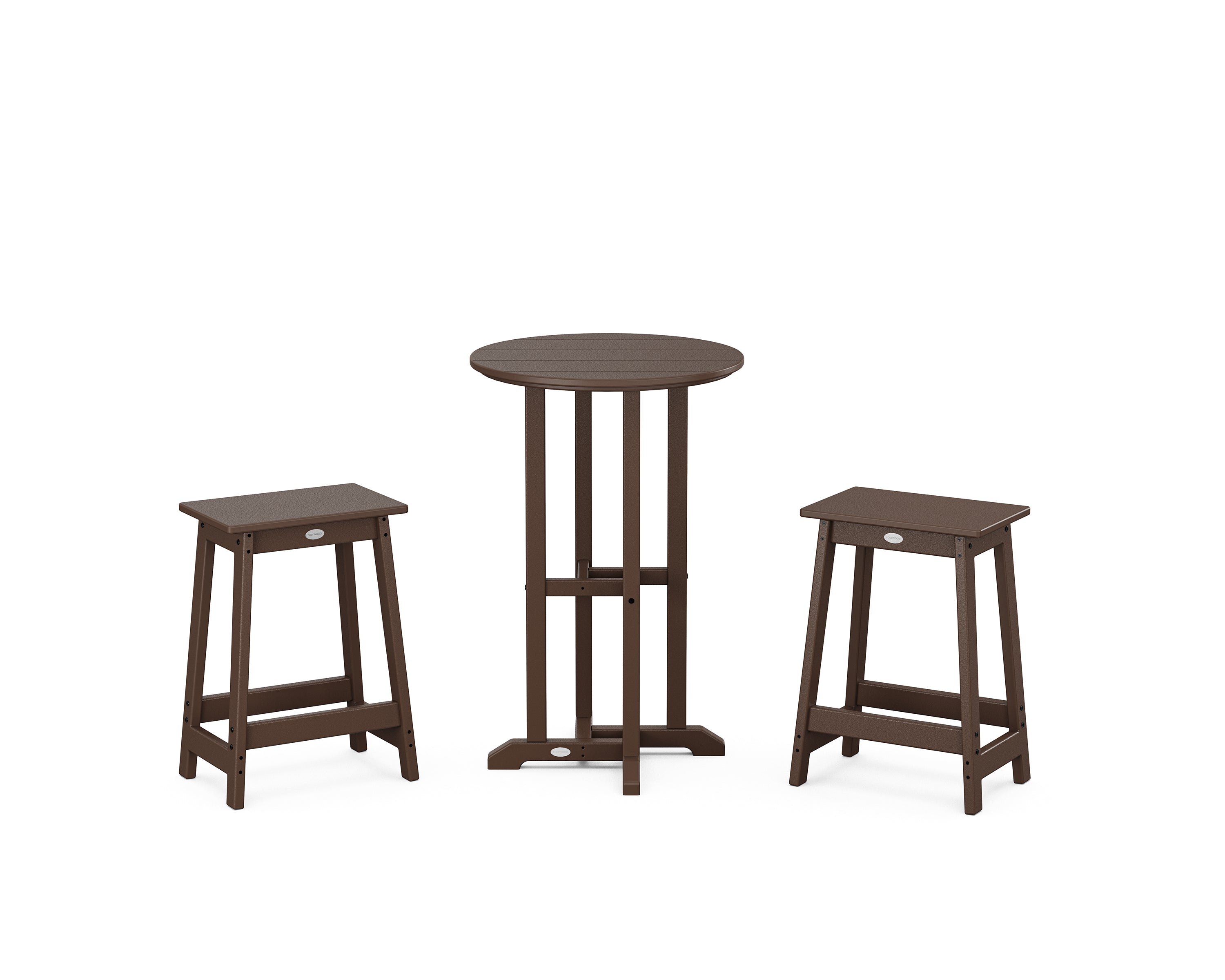 POLYWOOD Modern Studio Counter Stool 3-Piece Bistro Set in Mahogany