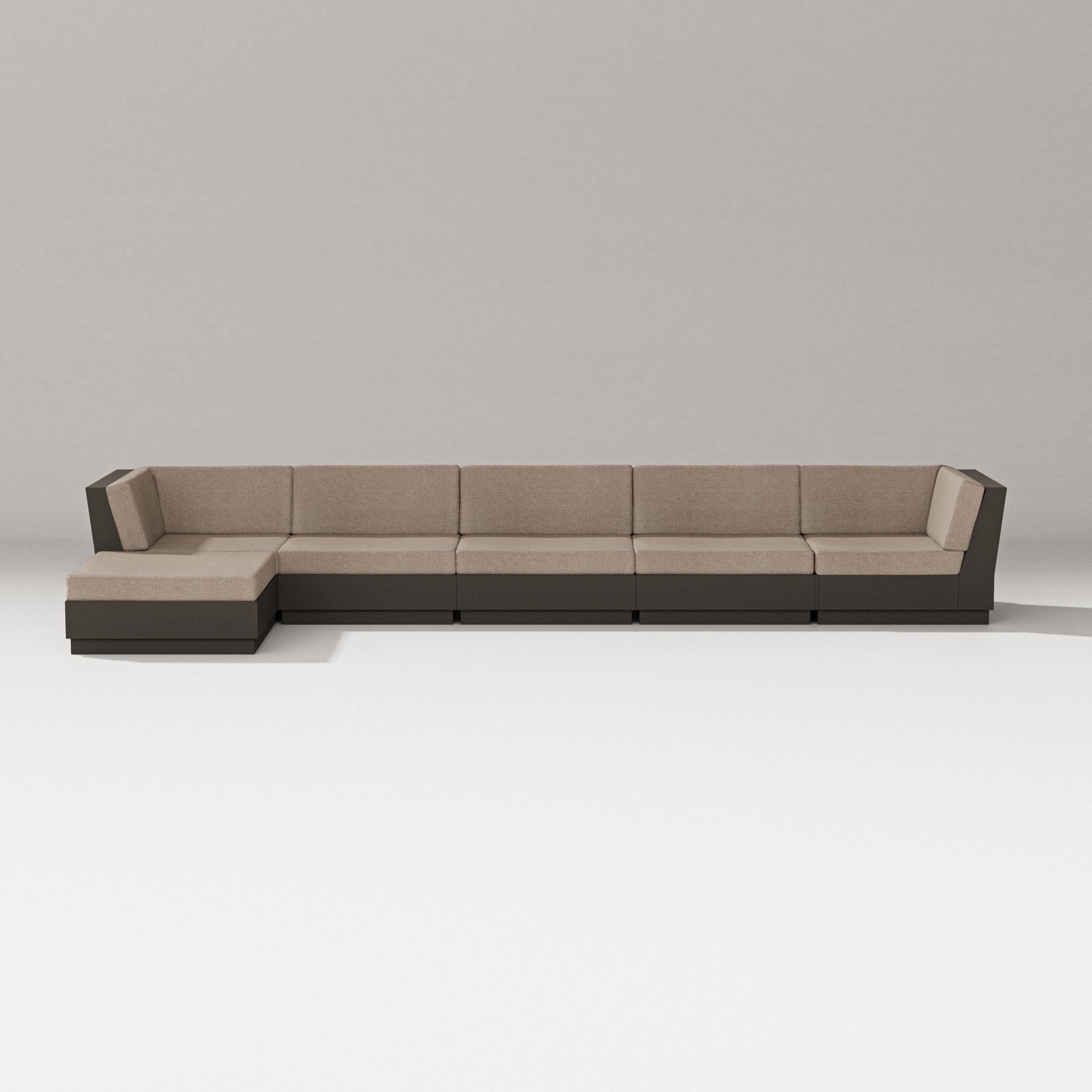 PW Designer Series Elevate 6-Piece Chaise Sectional in Vintage Coffee / Spiced Burlap