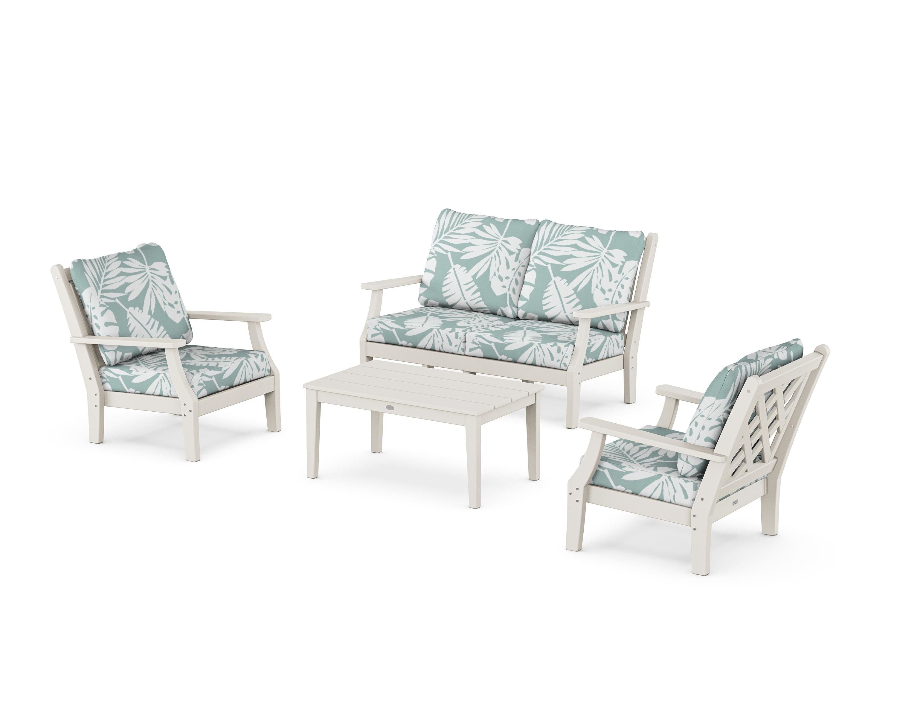 Country Living Wovendale 4-Piece Deep Seating Set with Loveseat in Sand / Leaf Glacier Spa
