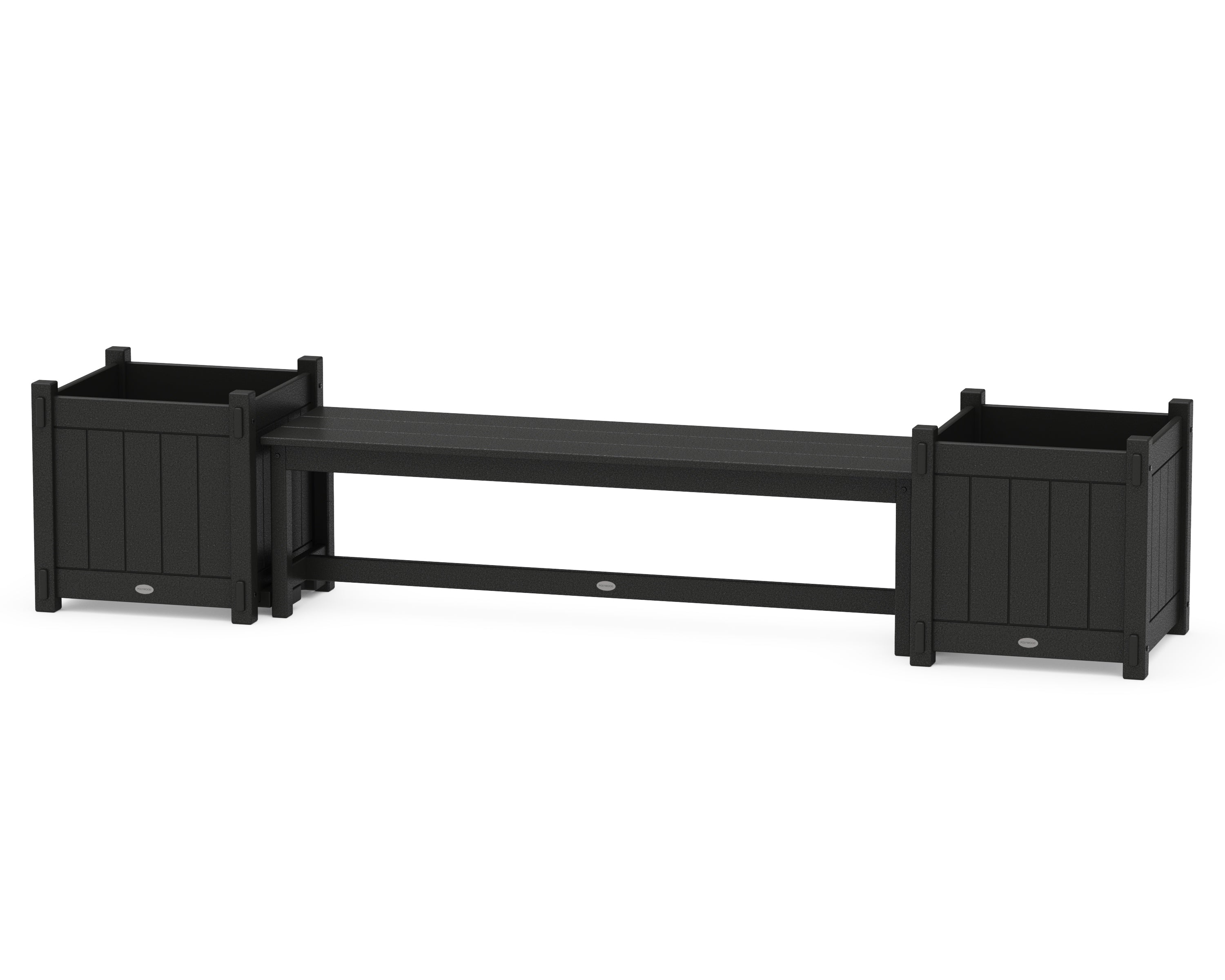 POLYWOOD 60" Vineyard Straight Planter Bench Set - Large in Black