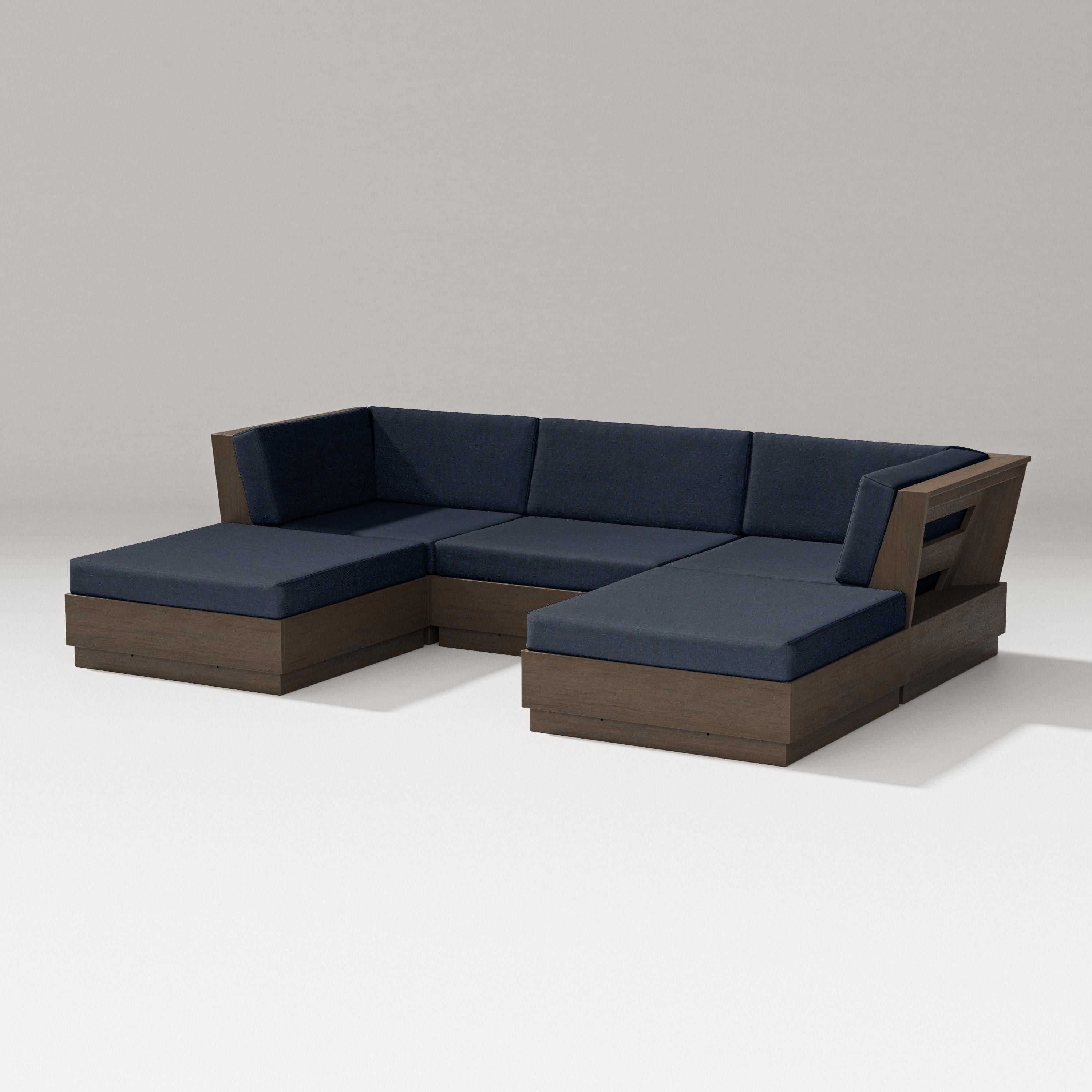 PW Designer Series Elevate Double Chaise Sectional in Kona / Marine Indigo
